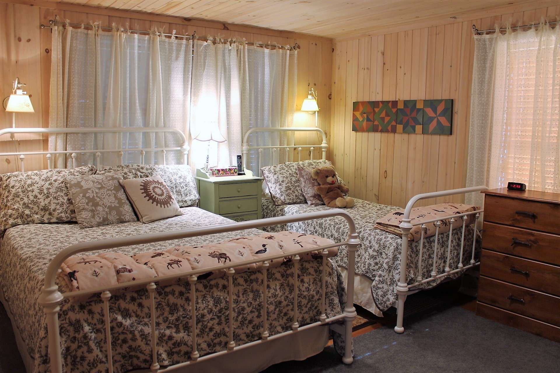 Lower level has a spacious and private guest bedroom with attached bath.