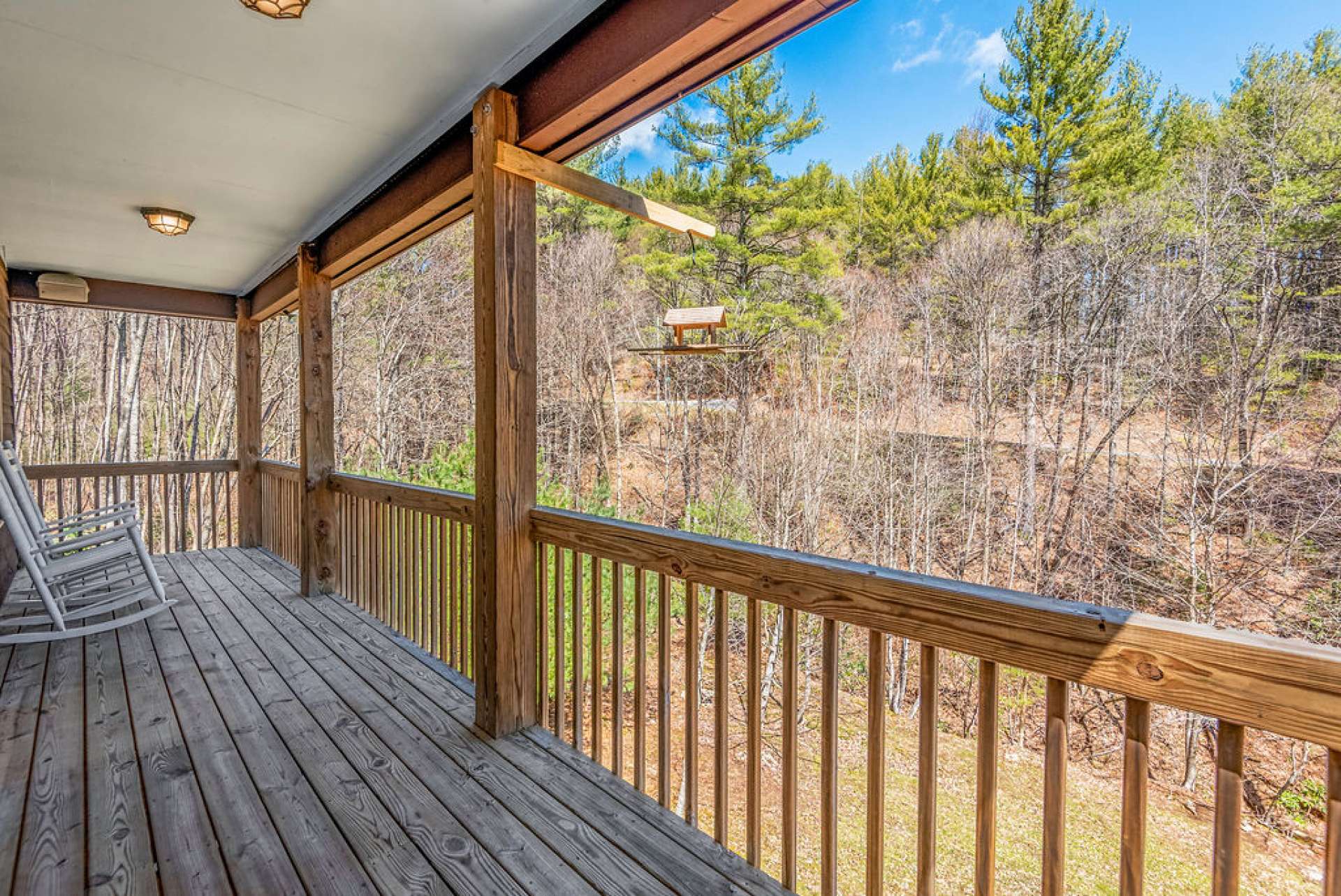 Enjoy afternoons sitting on the main level deck and enjoying the sounds of Nature and the noisy mountain creek below.
