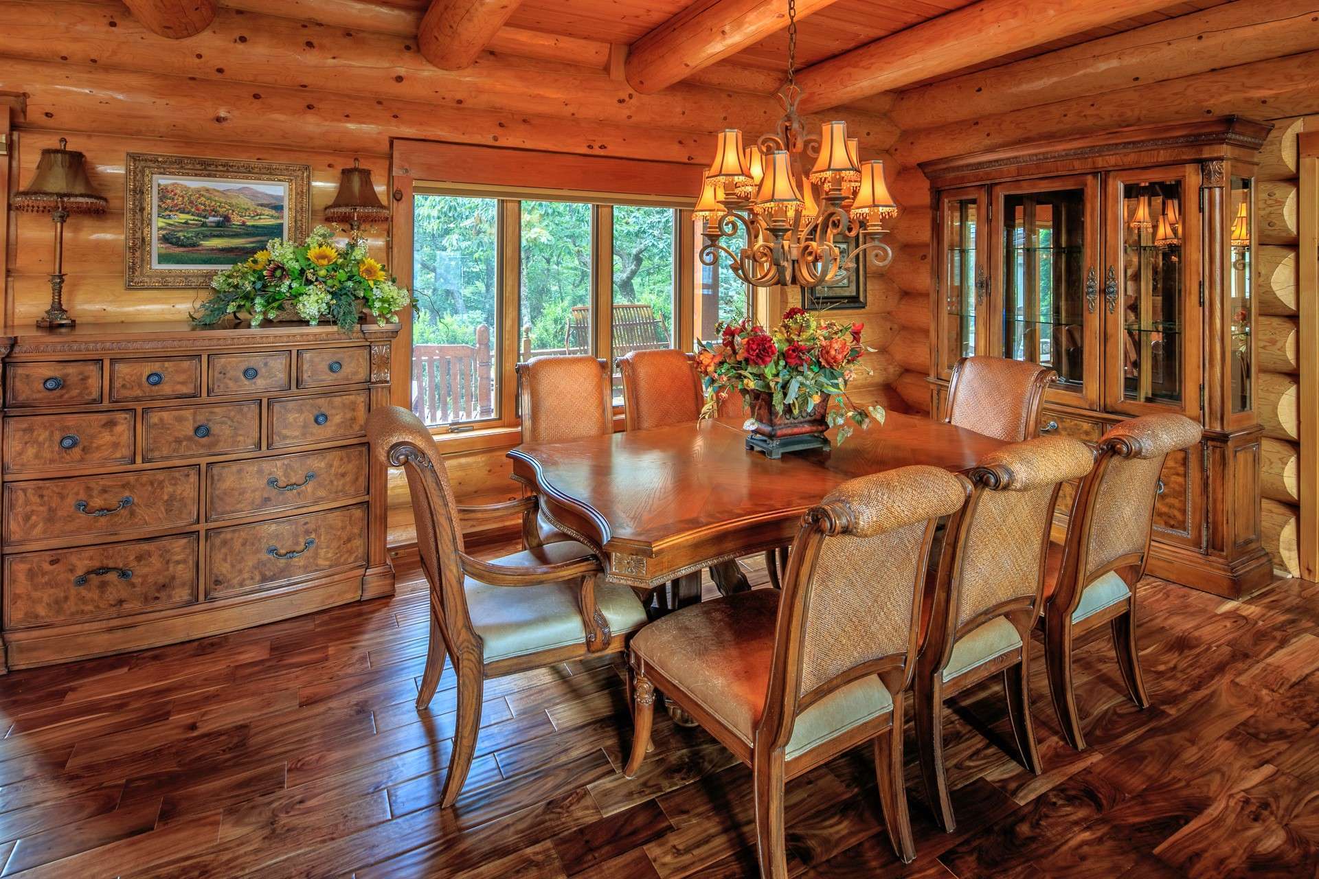 Your dinner guests will feel like royalty in this dramatic dining area open to both the kitchen and living areas.