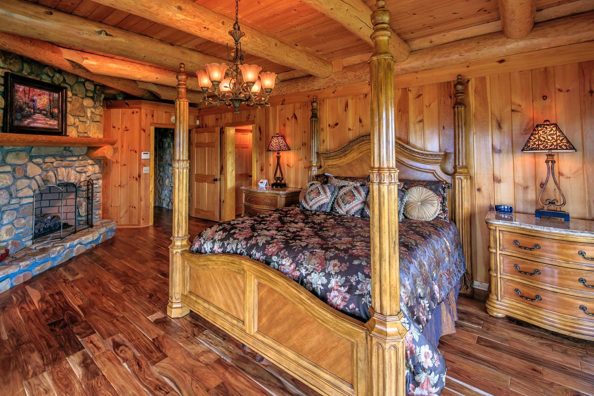 ...a stone fireplace creates the perfect atmosphere and added warmth on cool evenings in the mountains.