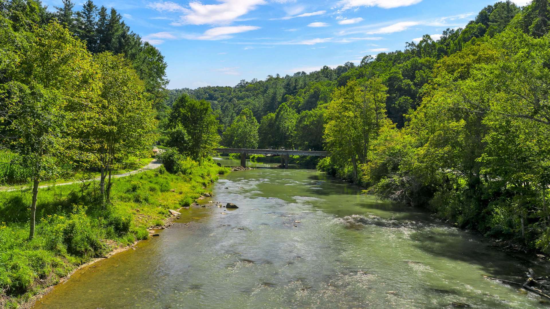 This shows the ease of access to the river along the roadway below your property.