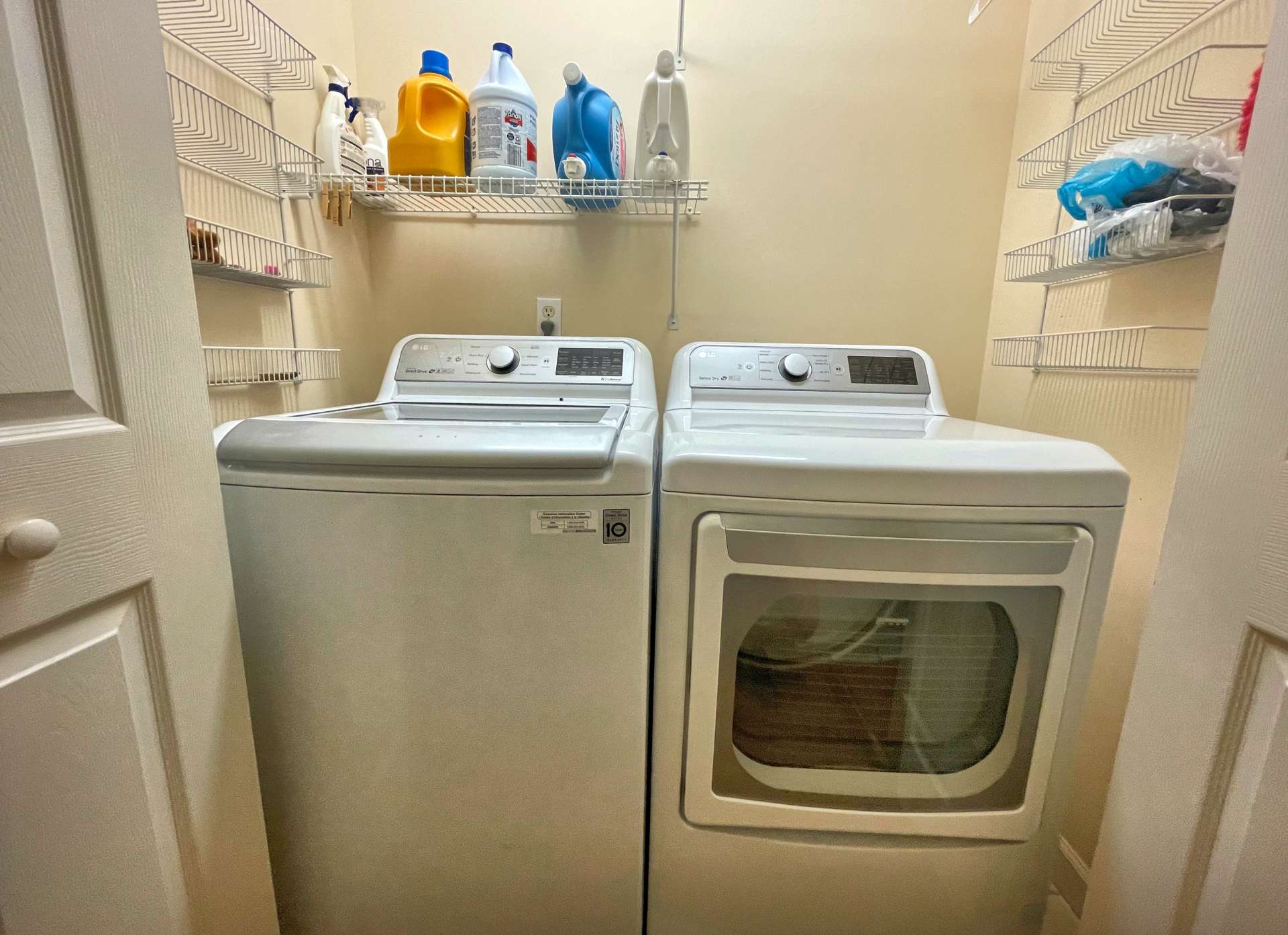 Laundry closet on the main level. Washer and Dryer to remain.