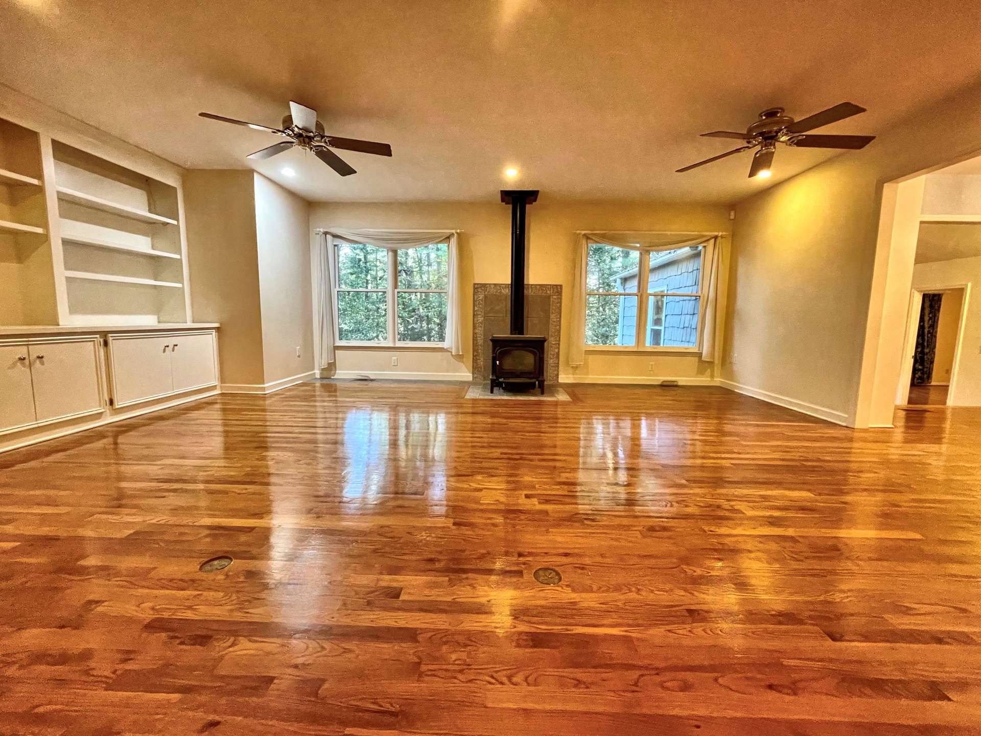 Family room is open to the dining room and kitchen.