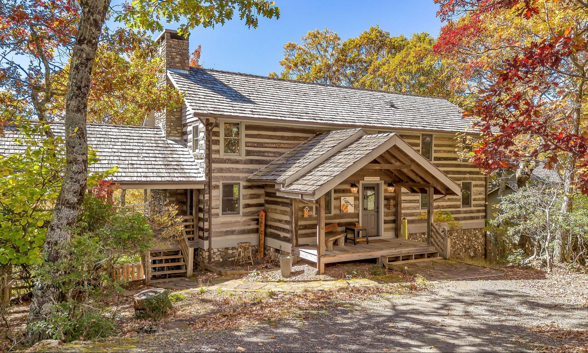 Antique NC Log Cabin Grandfather Mountain Views