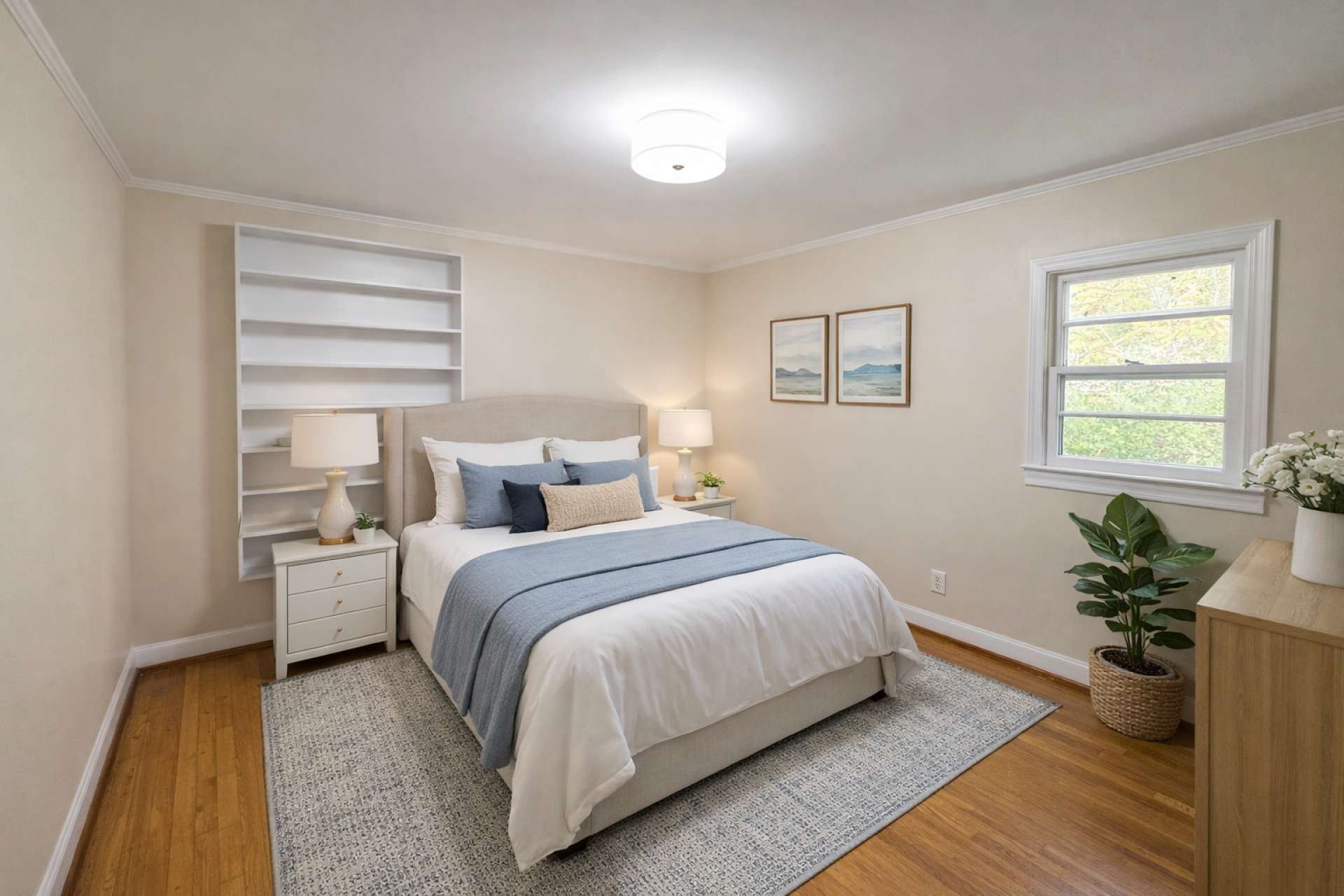 A virtual-generated photo showing this bedroom with minimal updates.