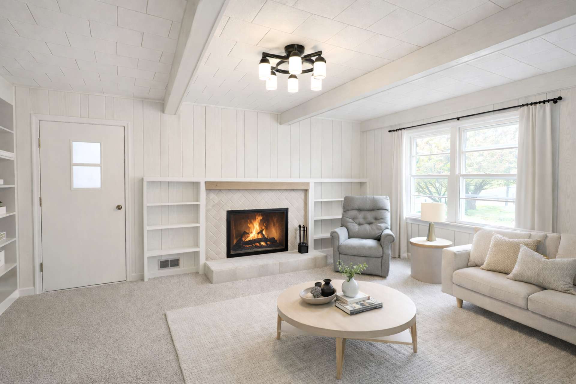 This virtual-generated photo shows how inviting this room can be with minimal updates.