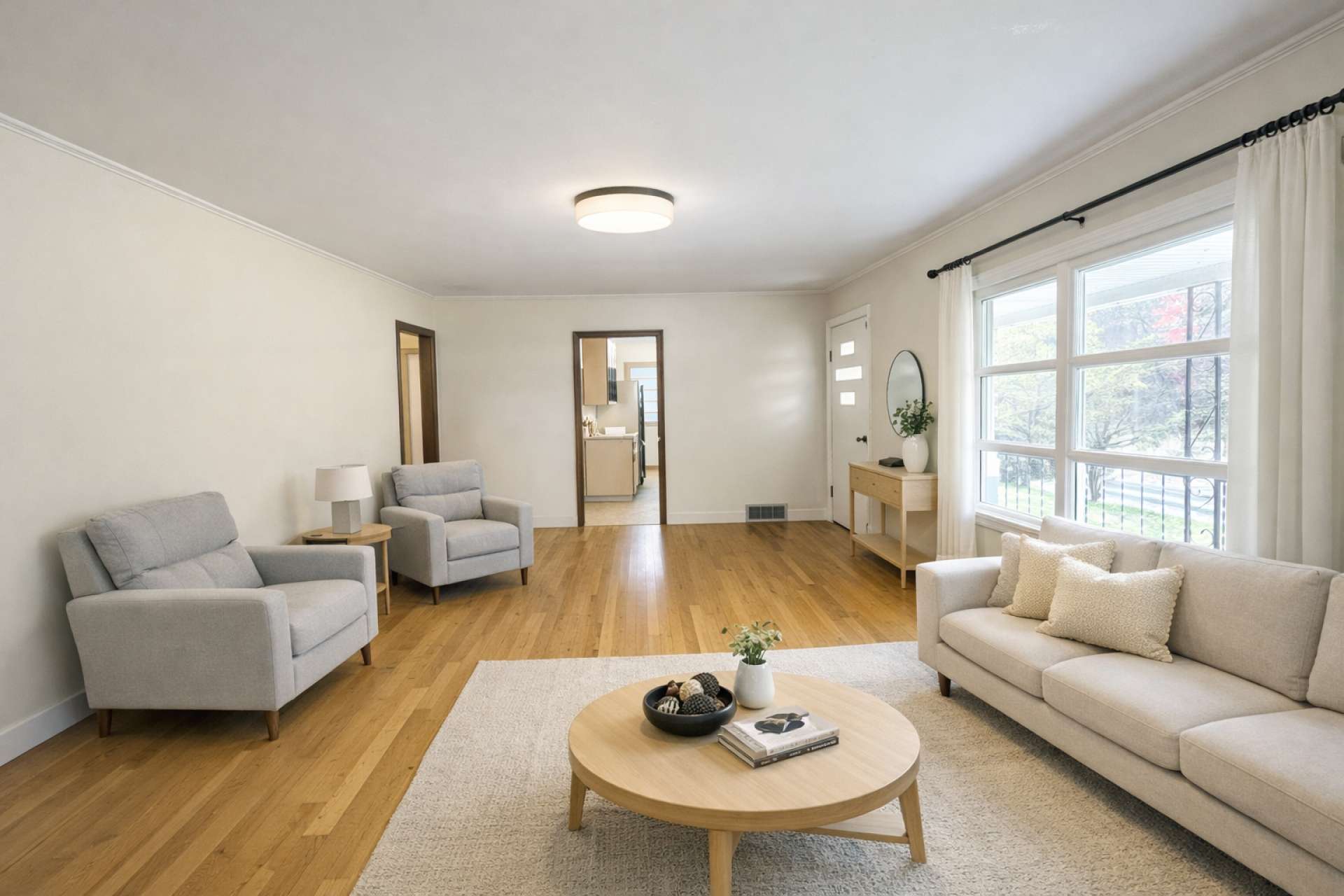 This virtual-generated photo shows how this room can look with minimal updates.