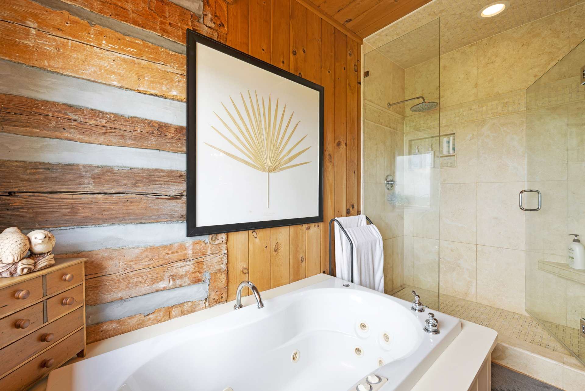 The custom travertine shower is an extra special bonus!!