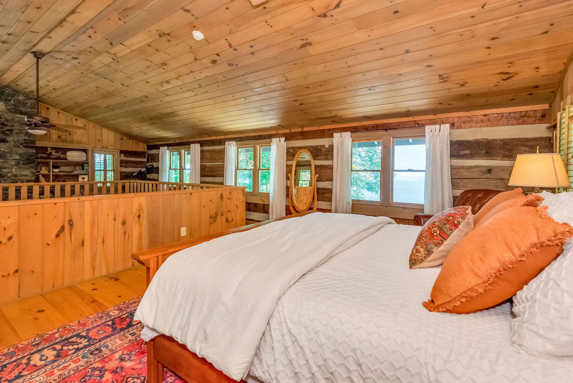 Vaulted ceilings continue into the master suite.