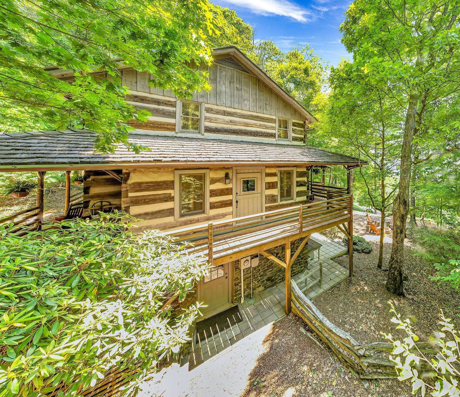 Nature and beauty surround this charming cabin.