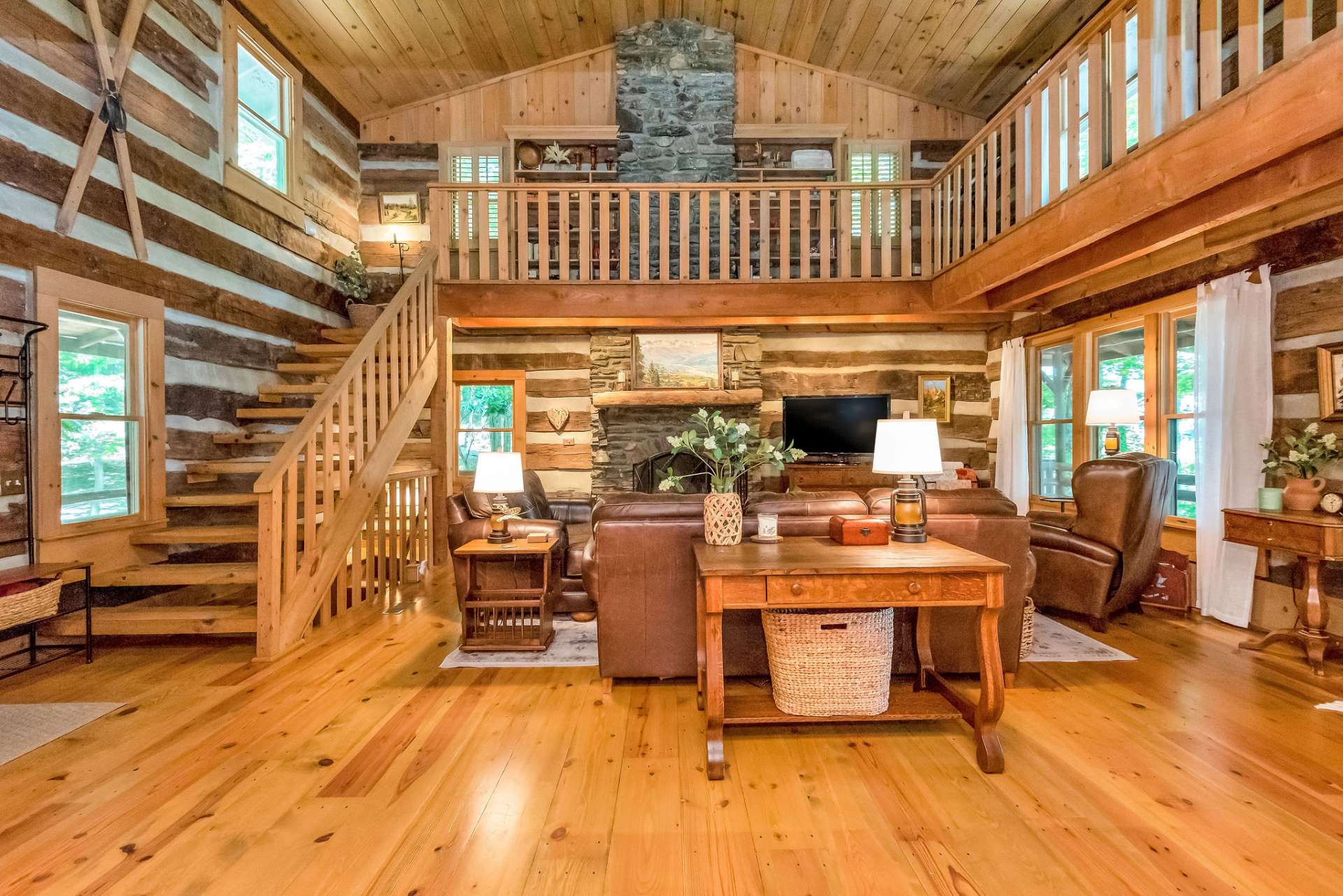 Native stone fireplace to cozy up in front of with loved ones.