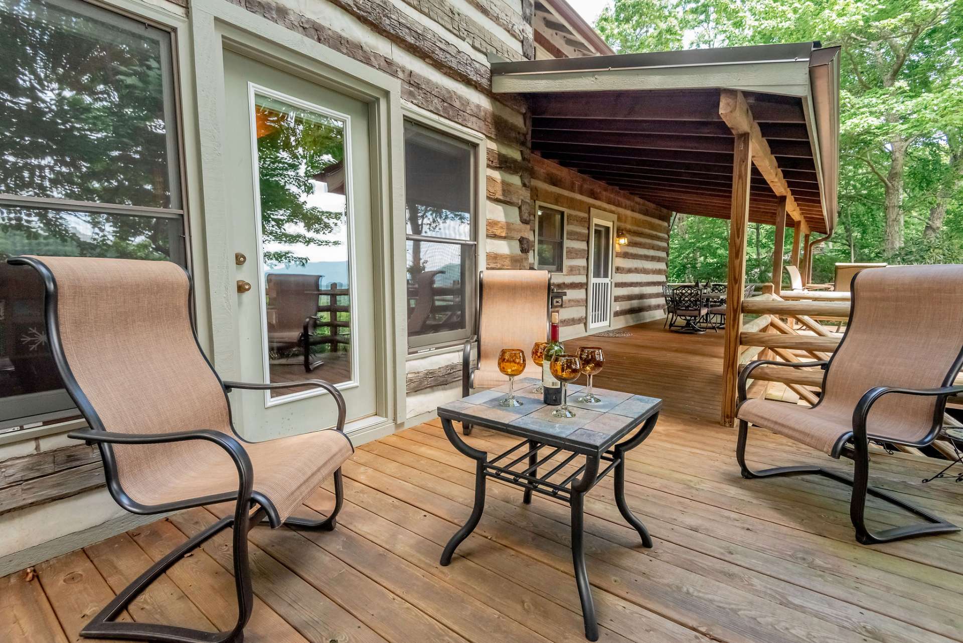 This deck area is just outside the master bedroom.