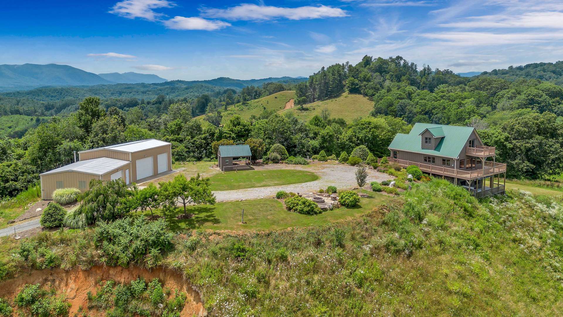 Aerial from the lower portion of the property looking back at your home