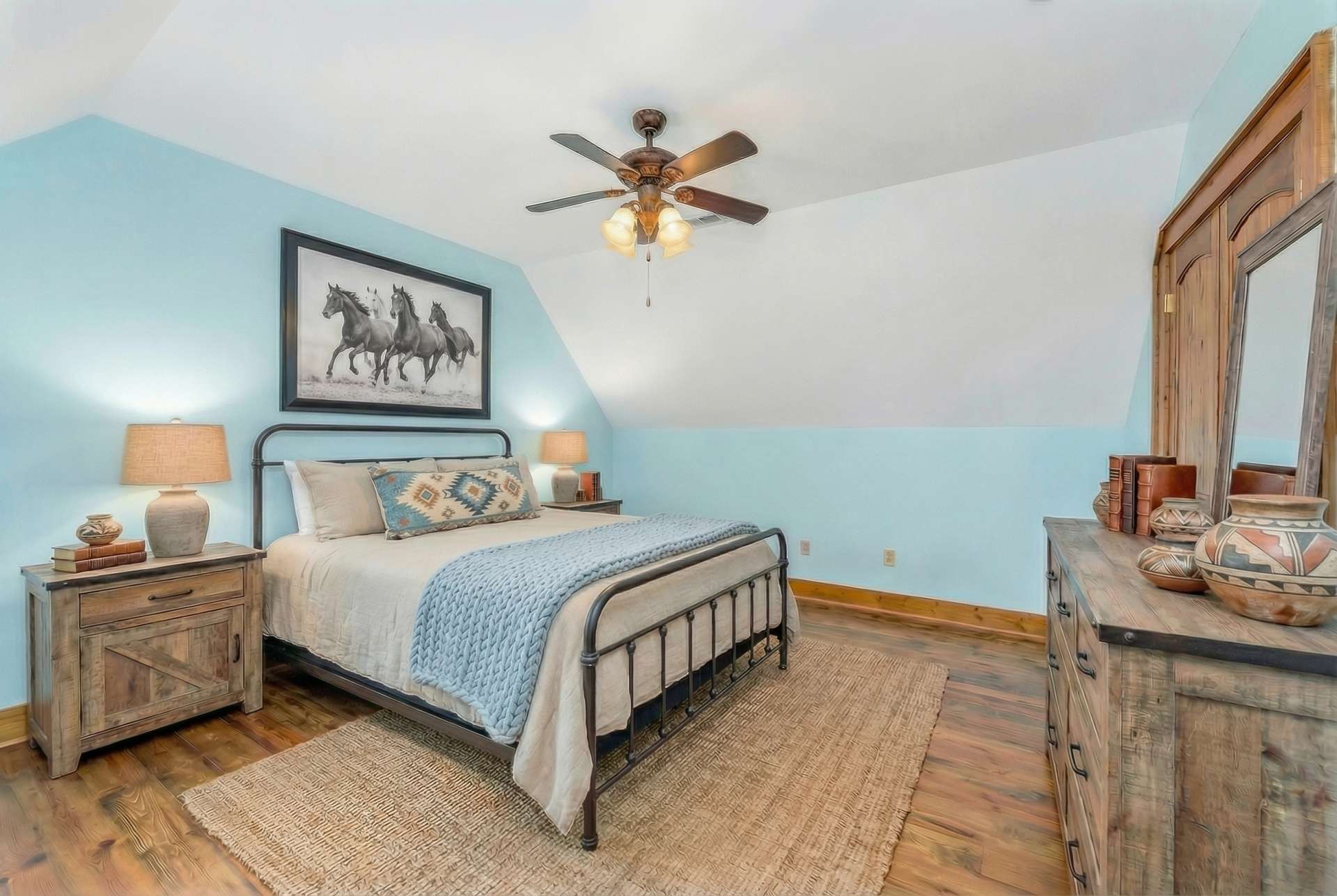 Virtual staging with plenty of space for bedroom furniture.