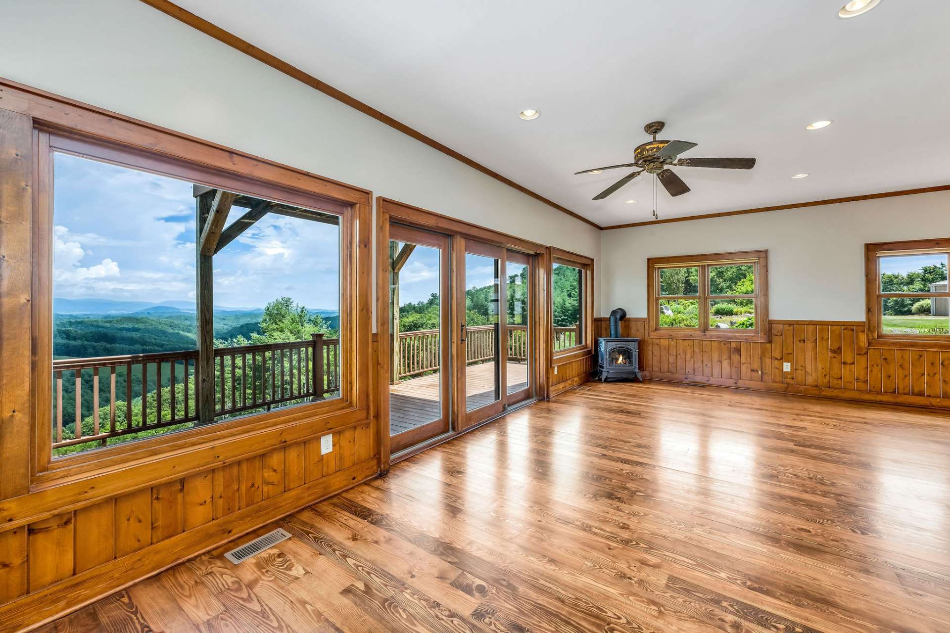 Your view from the stairway leading upstairs toward the back deck