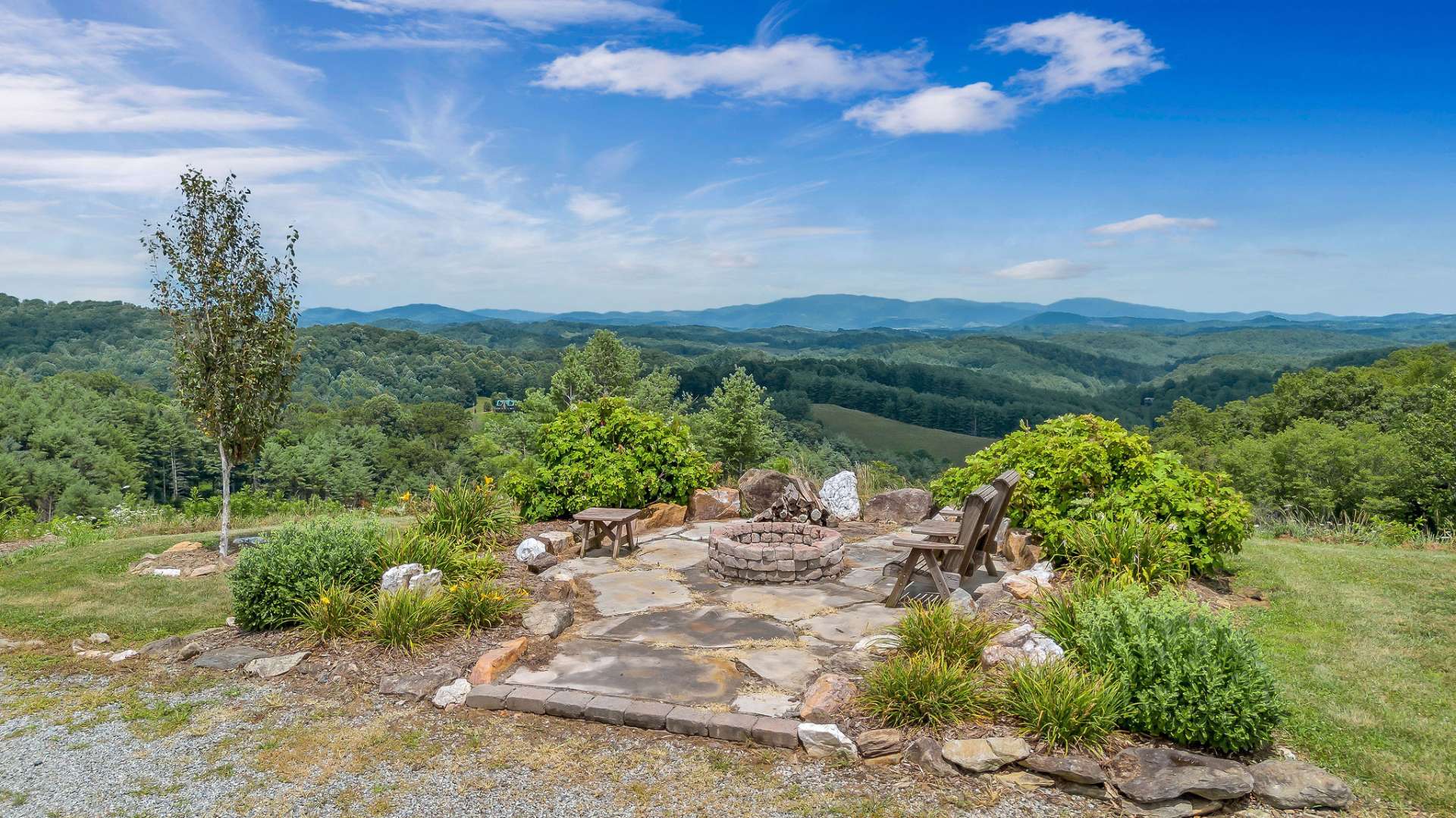 Even the fire pit is perfectly placed to enjoy the view
