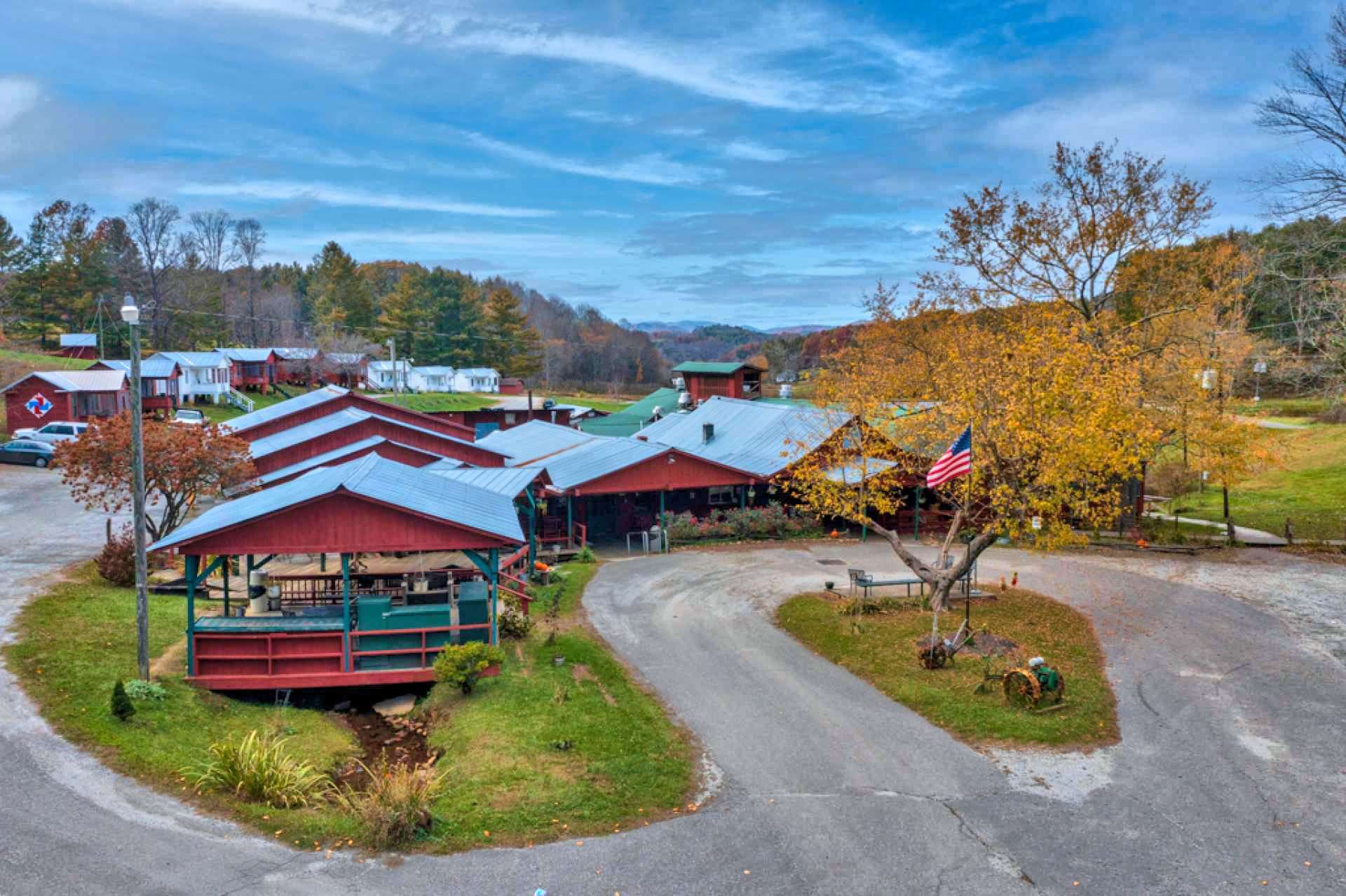 Multiple rental cabins, pond, acreage and restaurant creates an ideal event venue potential.