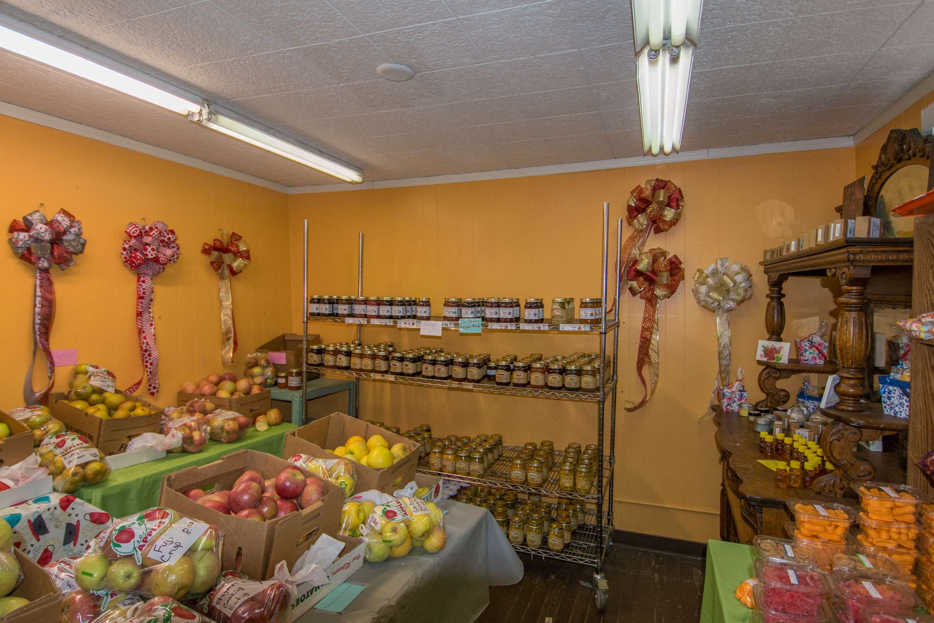 Interior of one of the retail cabins.