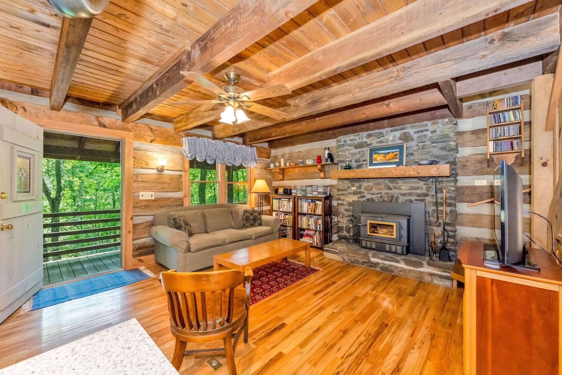 Evenings come alive around the crackling wood fire; remove the insert for a classic hearth if you wish.