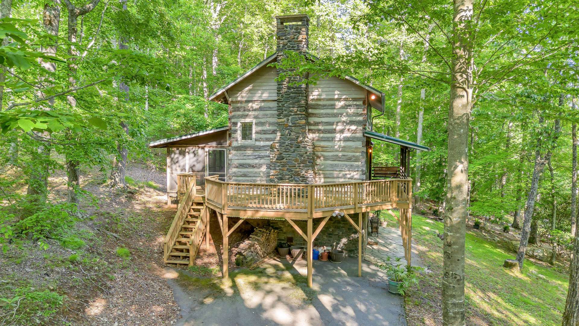 Enjoy all the outdoor living spaces this cabin offers.