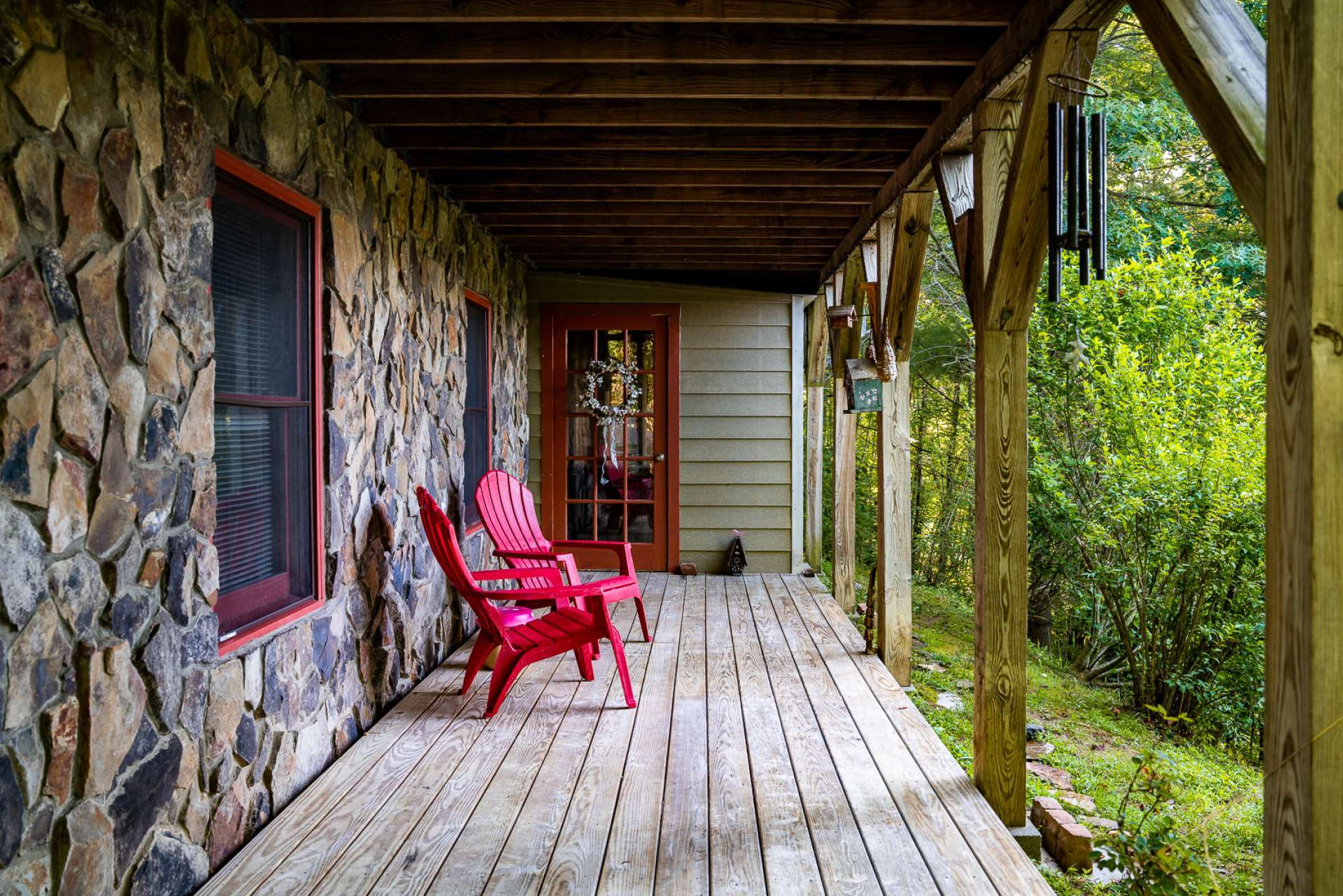 The covered lower deck is another space for enjoying the outdoors.