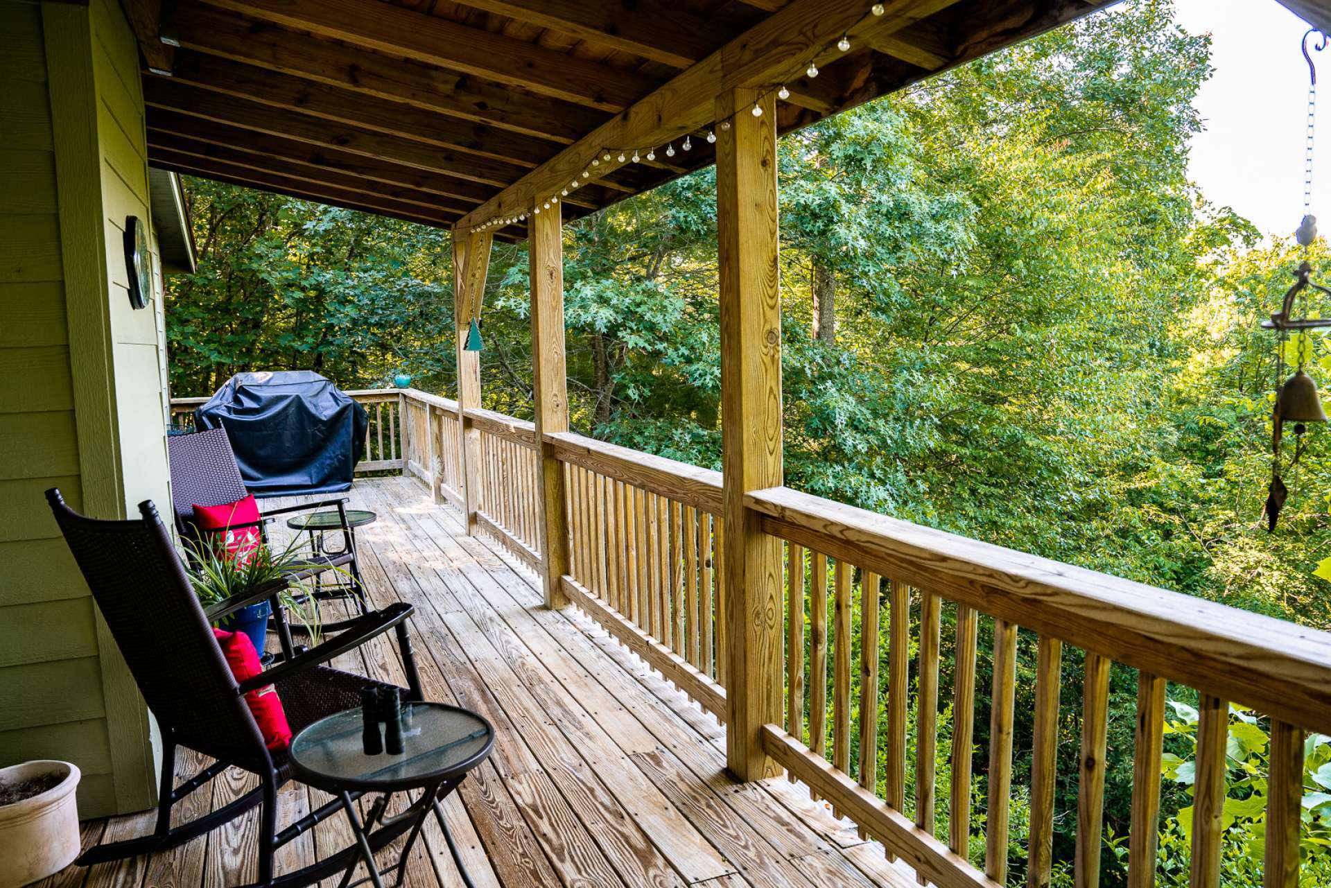 During the warmer months, you can enjoy alfresco dining on the partially covered deck.
