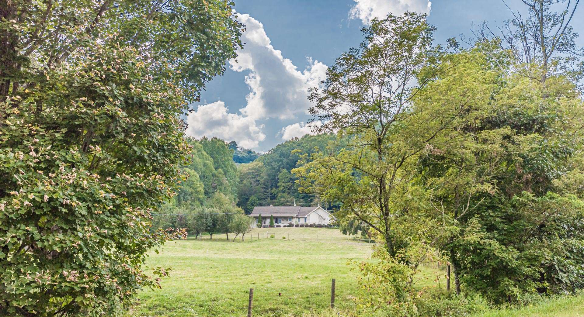 Driving up Little Windfall road, the 3-bedroom, 2-bath home can be seen from across the pasture.
