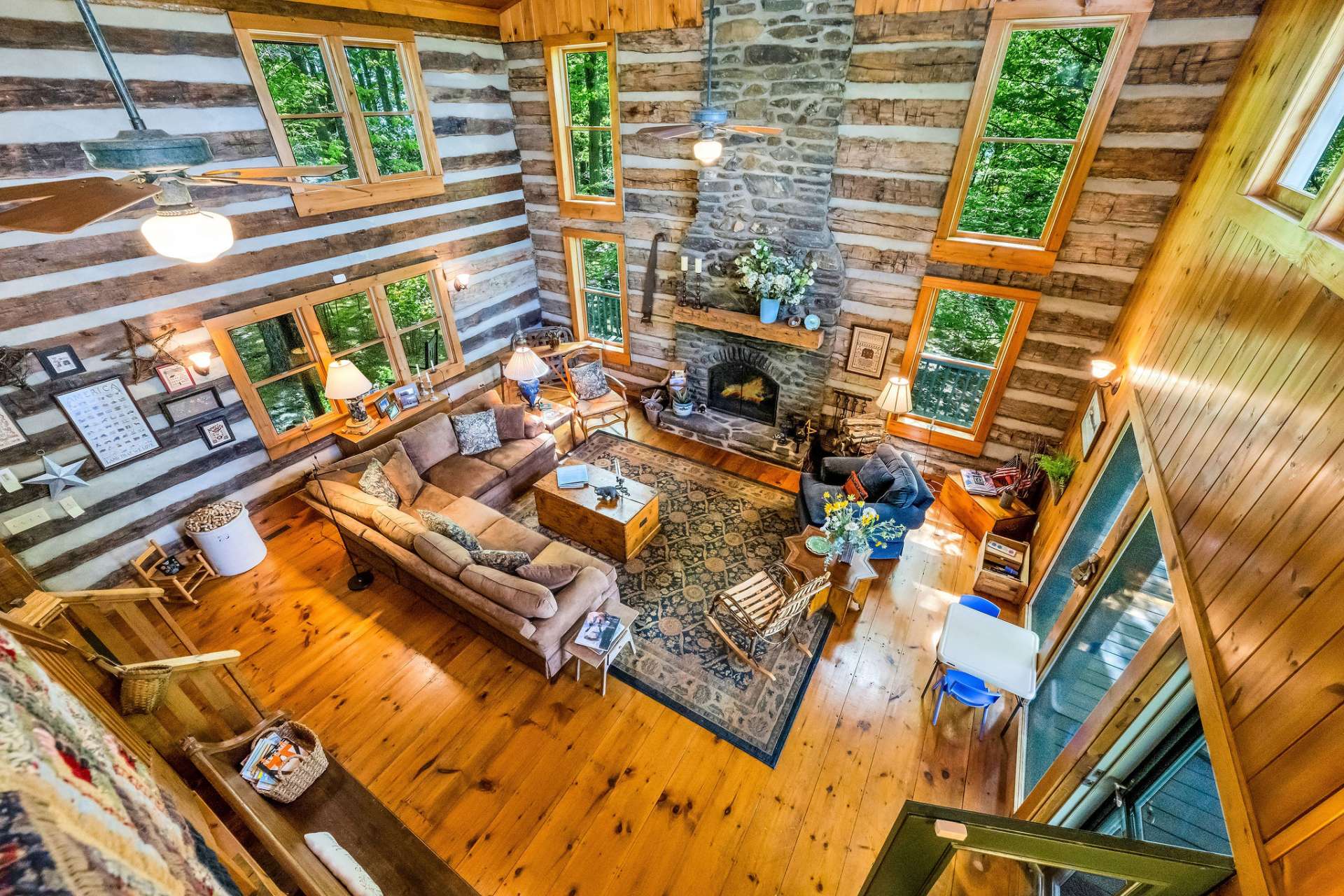 A bird’s-eye view from the loft reveals the heart of the home.