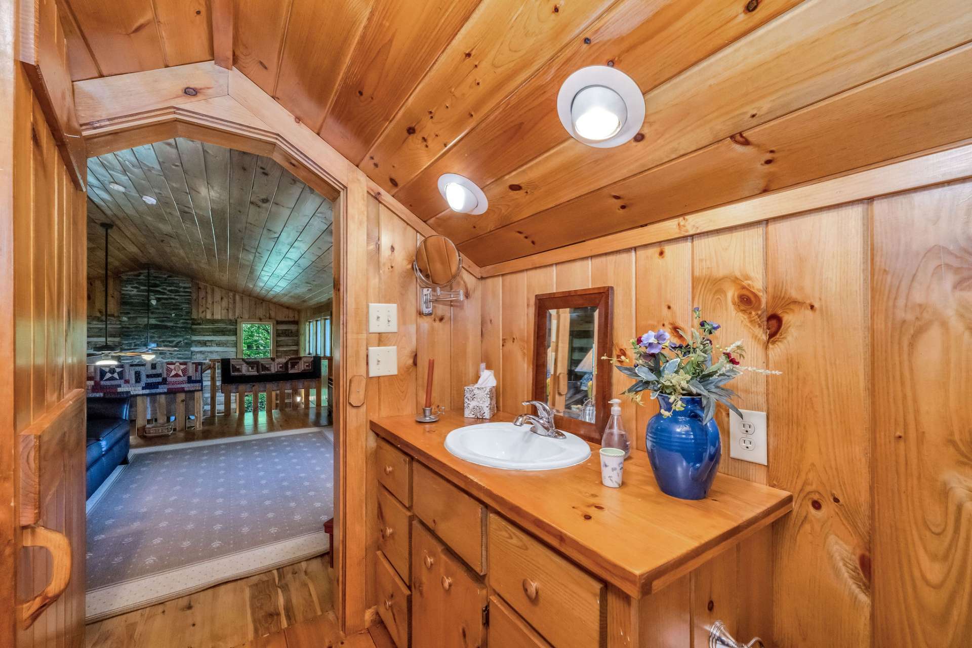 A half bath for your guest's convenience on the upper level.