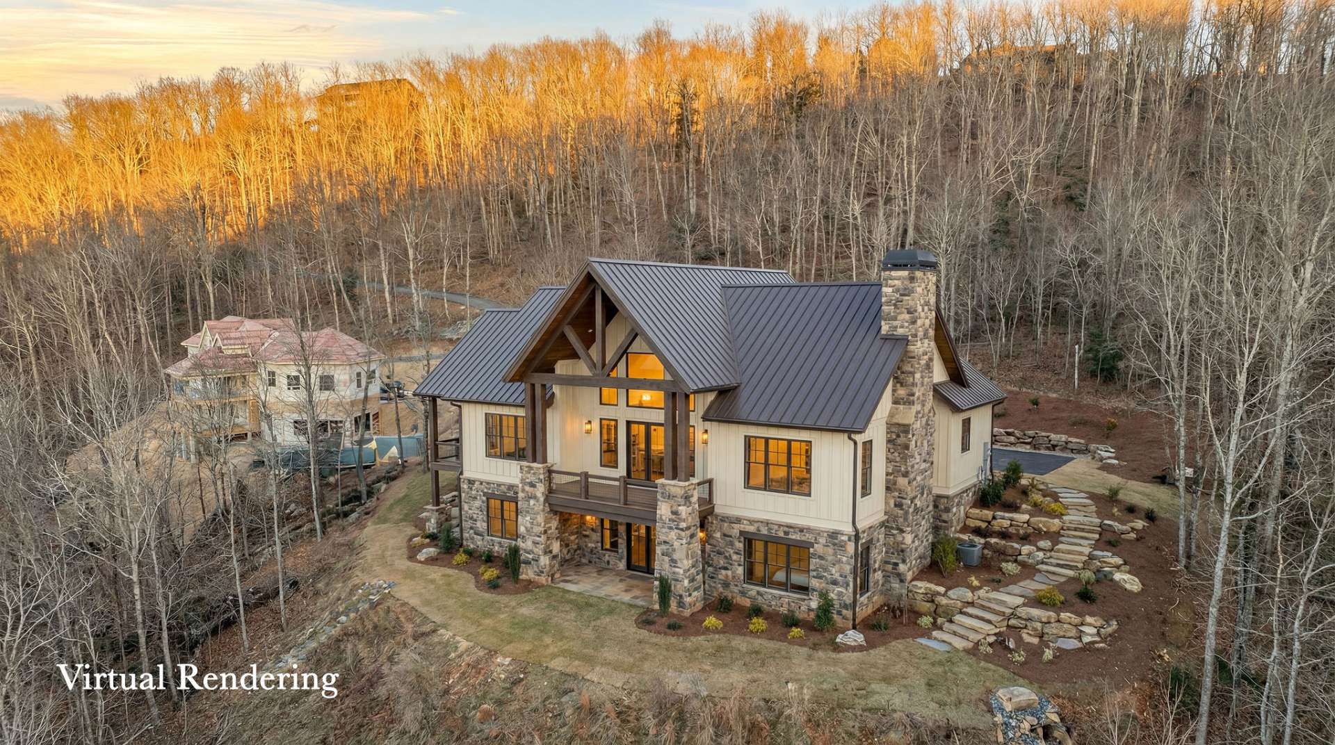 A visual of a proposed home on your property from an aerial view