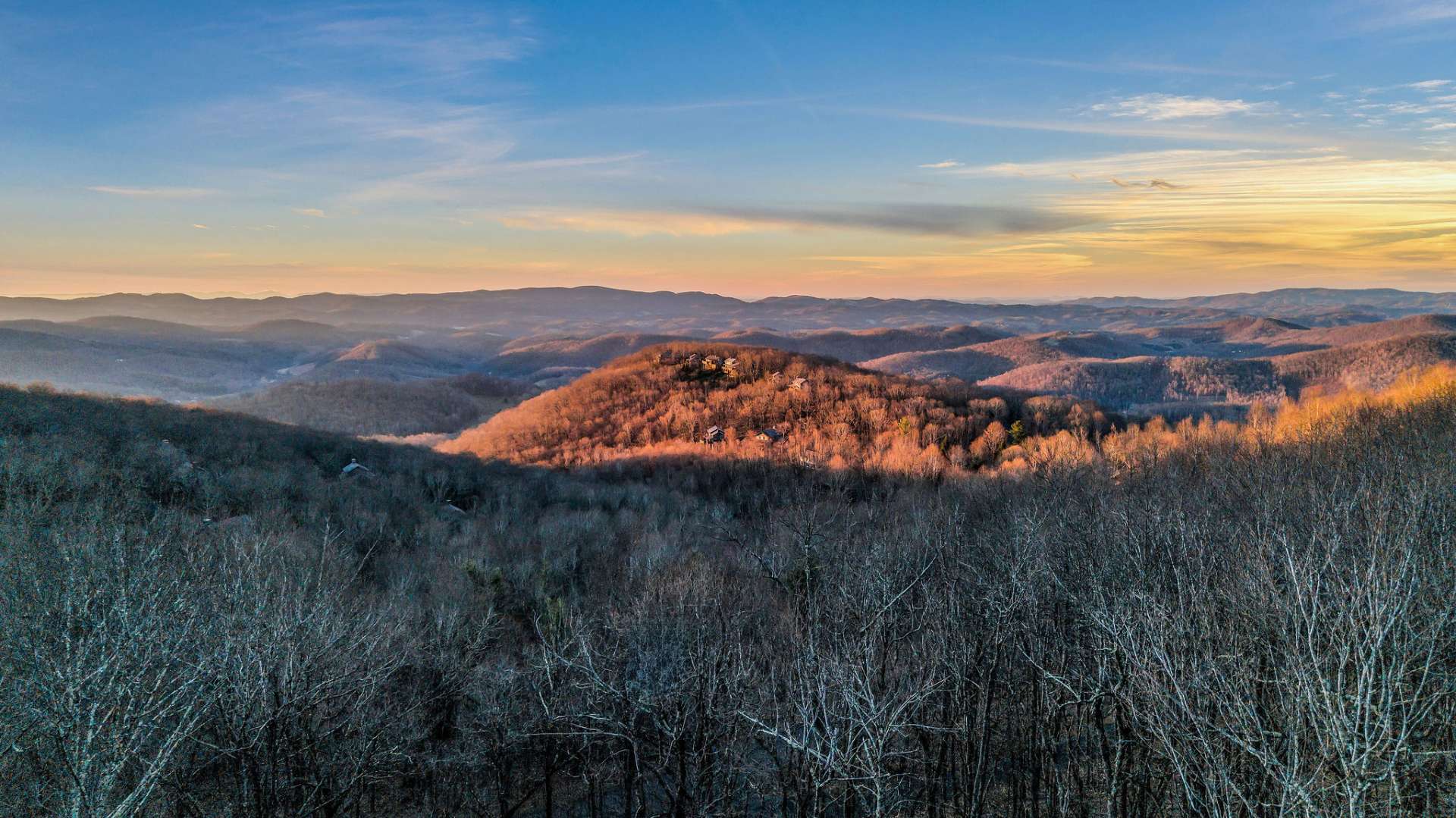 Aerial of your layered mountain view