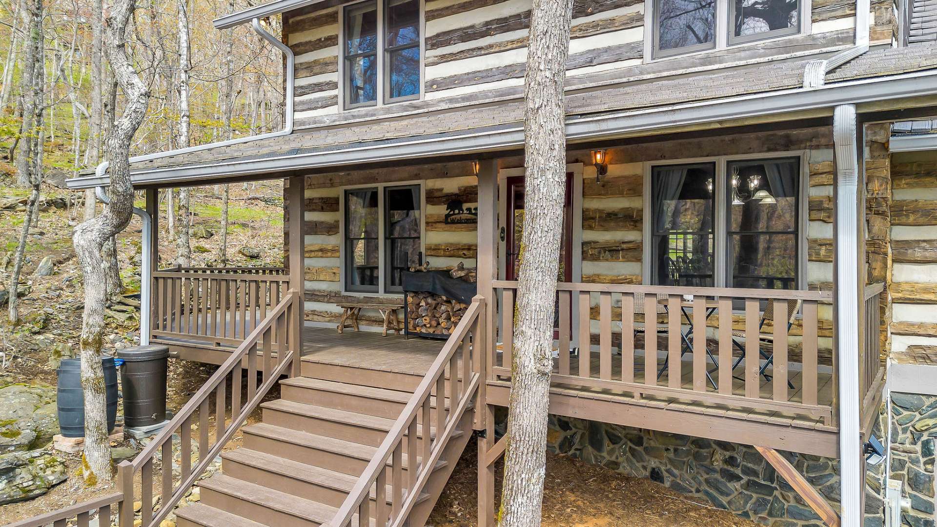 Your mornings can begin with coffee and listening to songbirds on the covered front porch which wraps around to an open deck and to the screened porch.