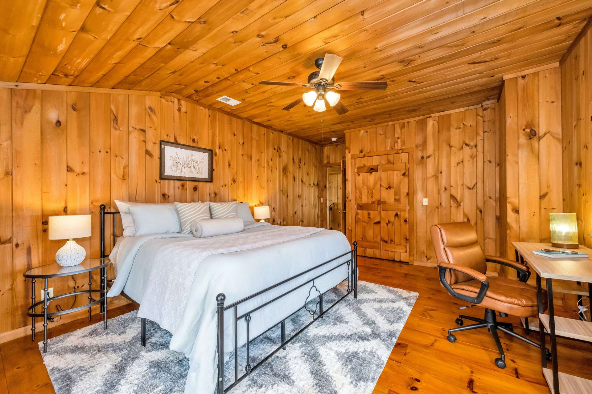 The vaulted ceilings add to the bright and airy feel of this comfortable space.
