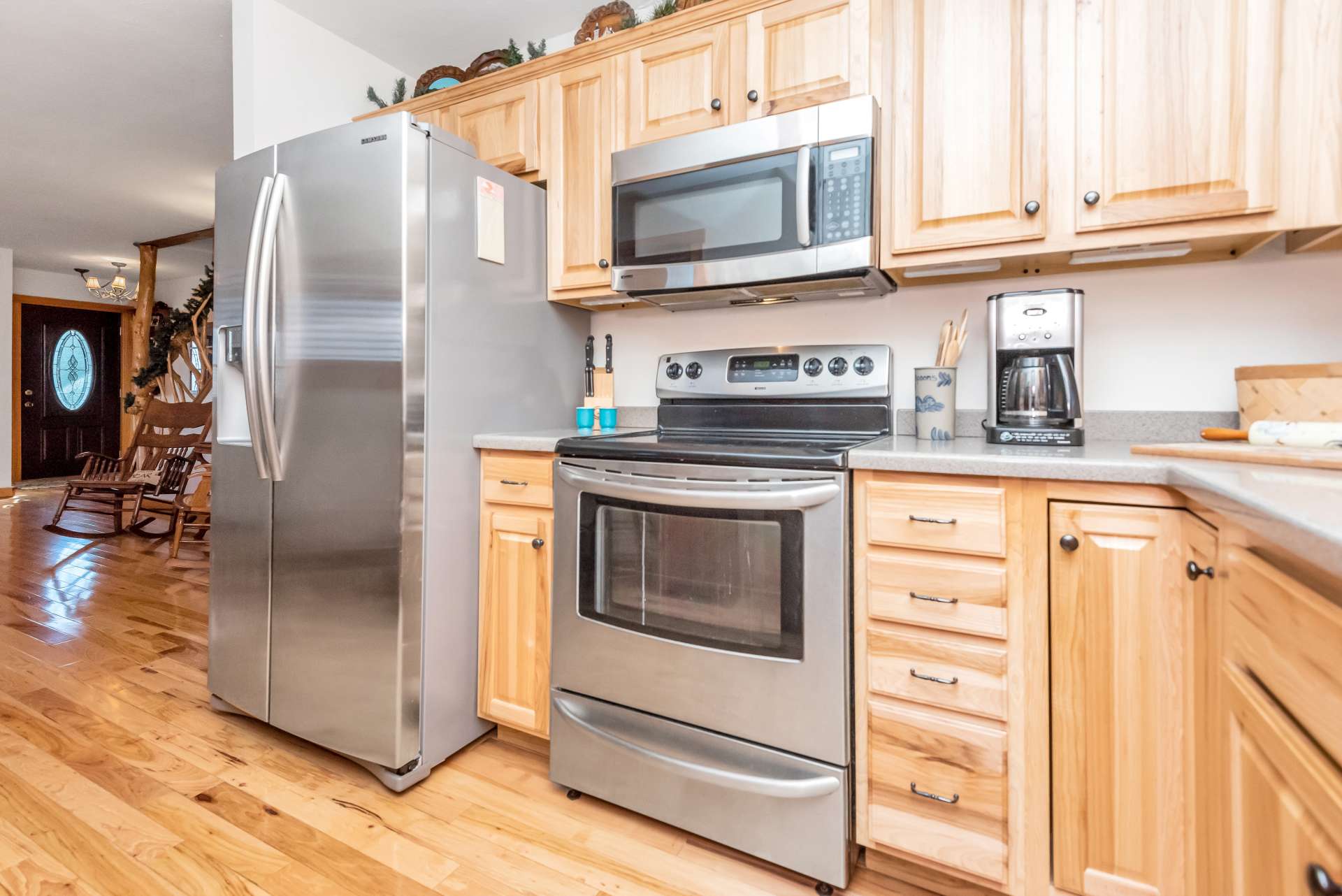 Stainless appliances and Corian counter tops.