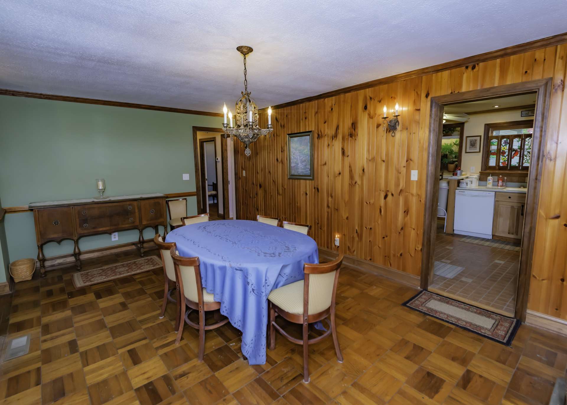 A large formal dining area provides lots of space for entertaining dinner guests, holiday celebrations, or a quiet candlelight dinner for two.