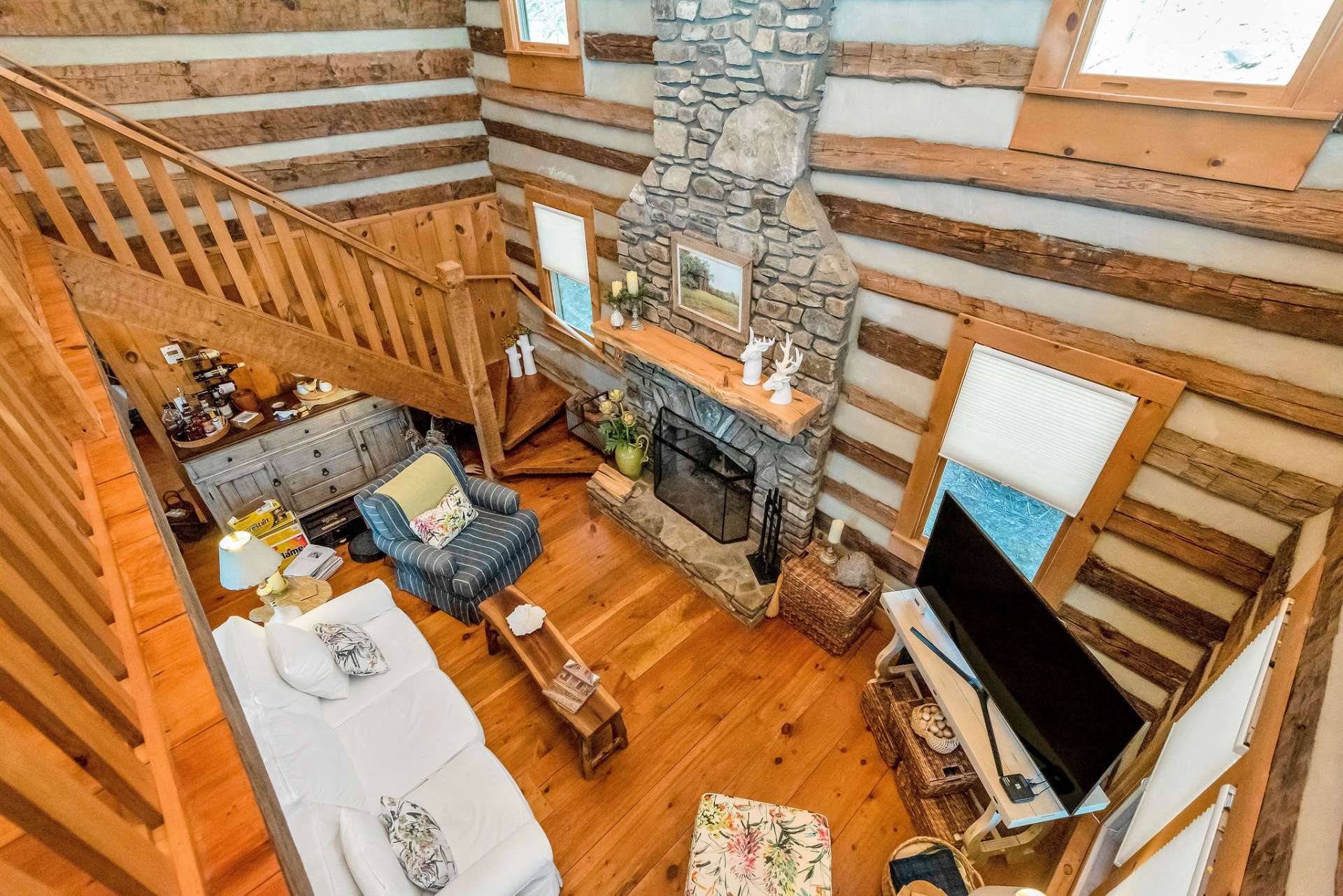 Open loft peeks down to great room.