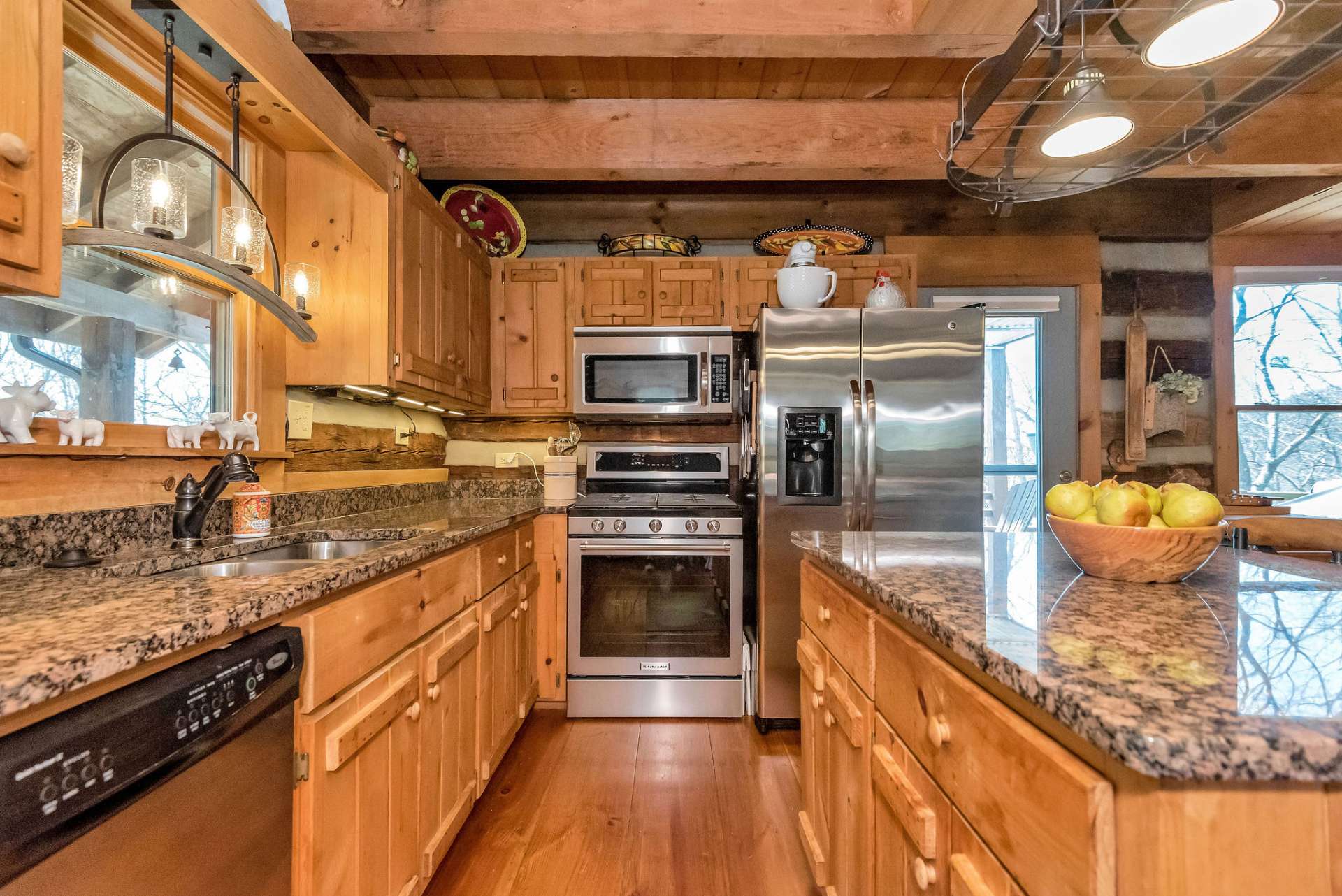 The kitchen showcases granite countertops.