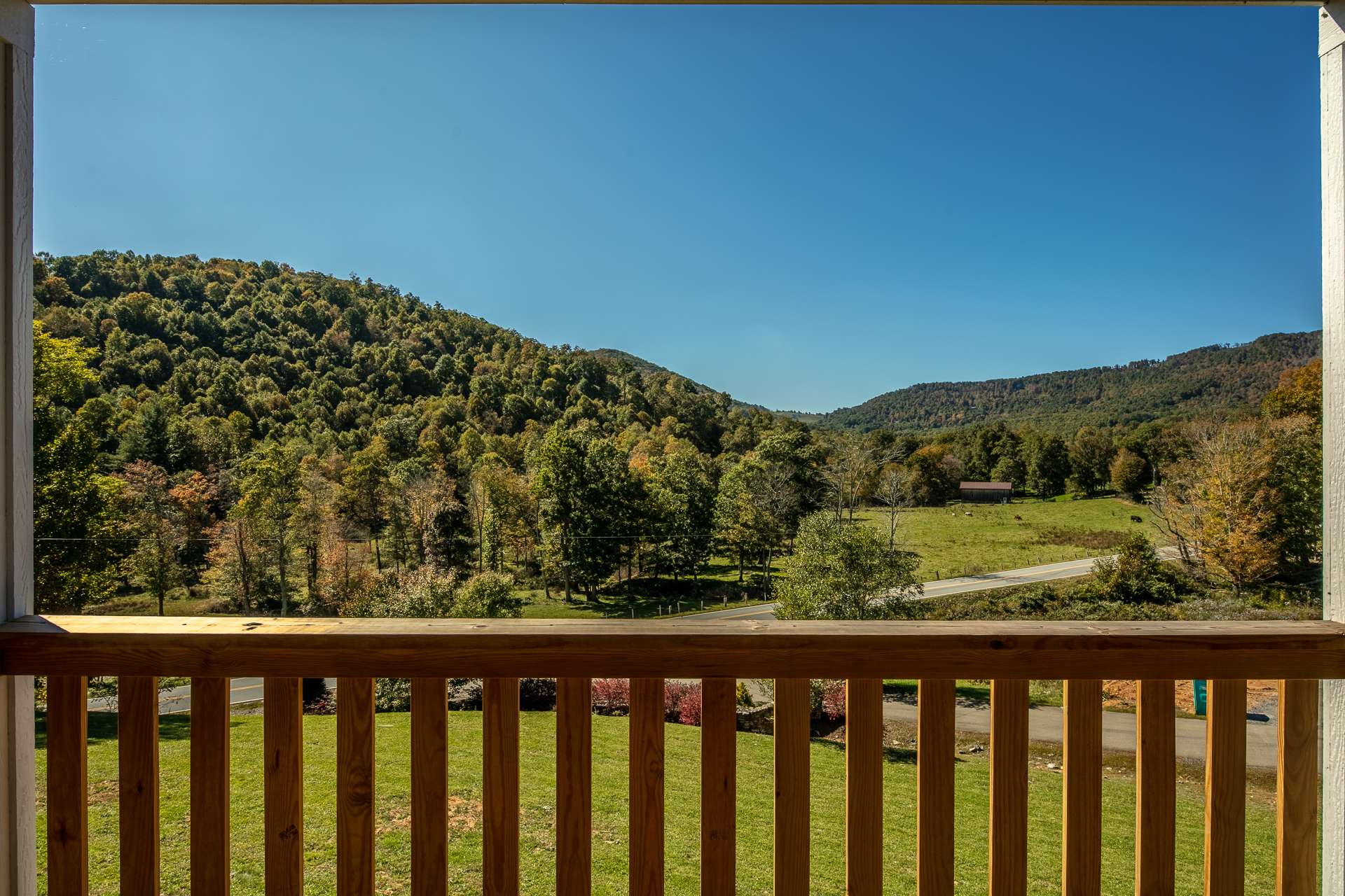 You will enjoy the beautiful mountain countryside from either of the many  covered decks.