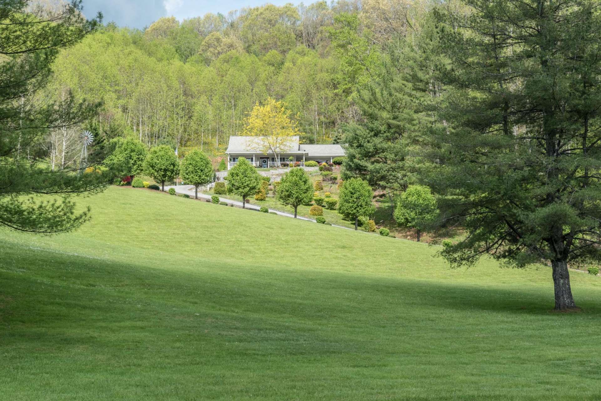 The grounds are just lovely offering lush pasture, or gardening space, peaceful woodlands with a mixture of hardwoods, conifers, and native mountain foliage.