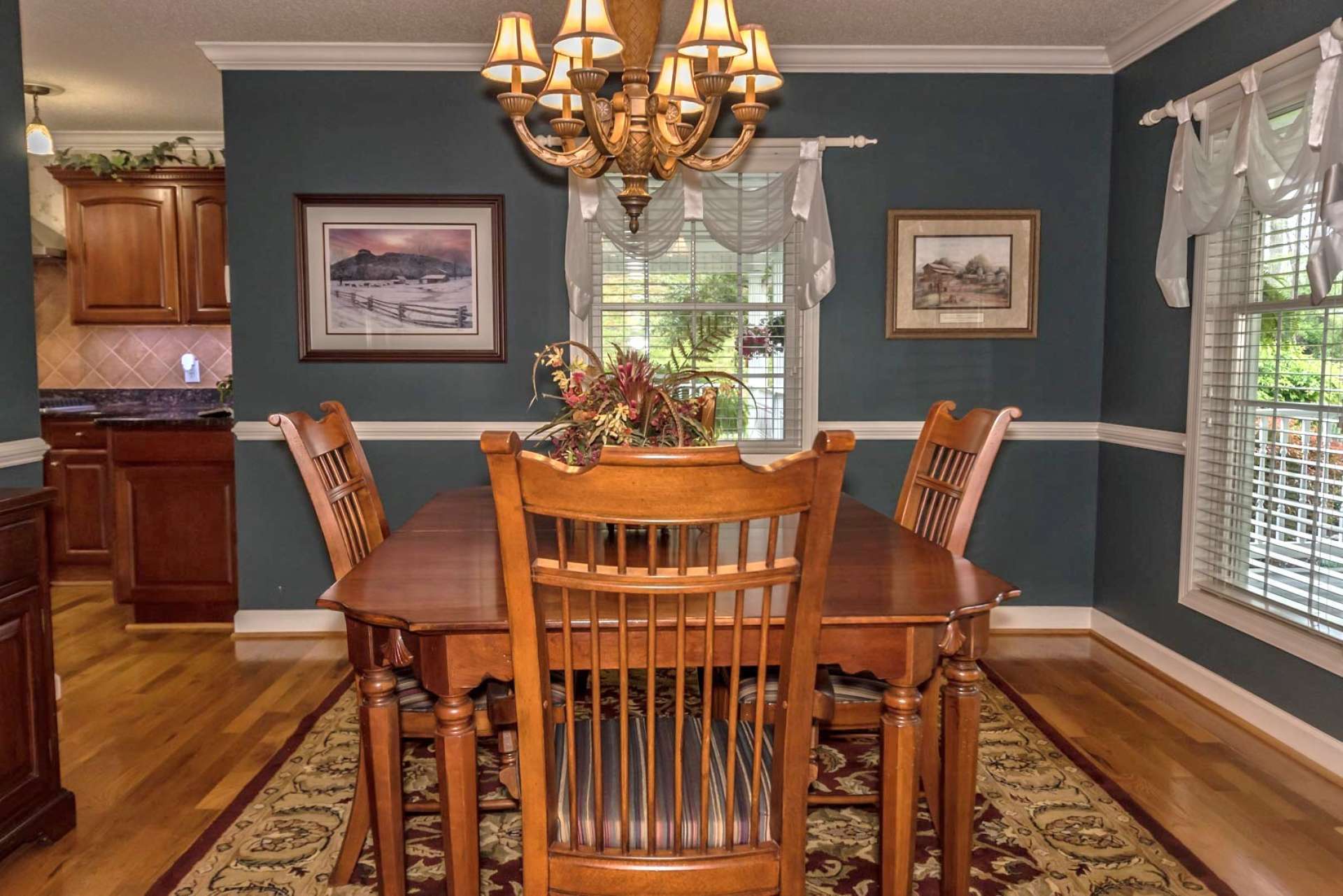 A formal dining area is perfect when entertaining friends and family.