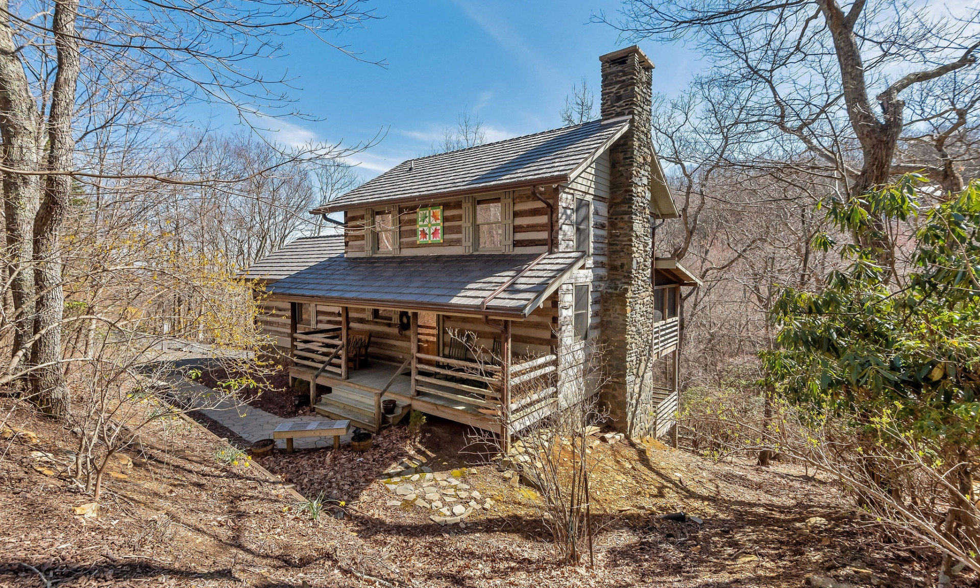 Experience mountain living at its finest in this charming antique log home located in the desirable community of Stonebridge.