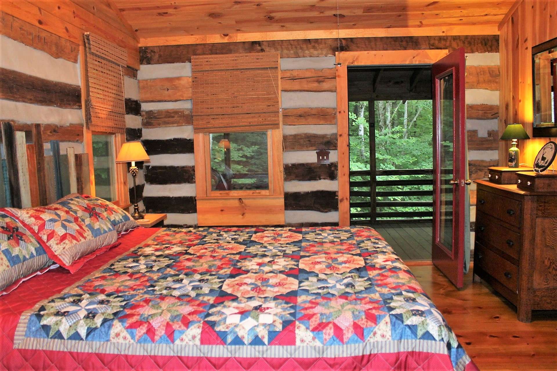 Master has access to porch so that you can sleep comfortably listening to the sounds of the creek just steps away.