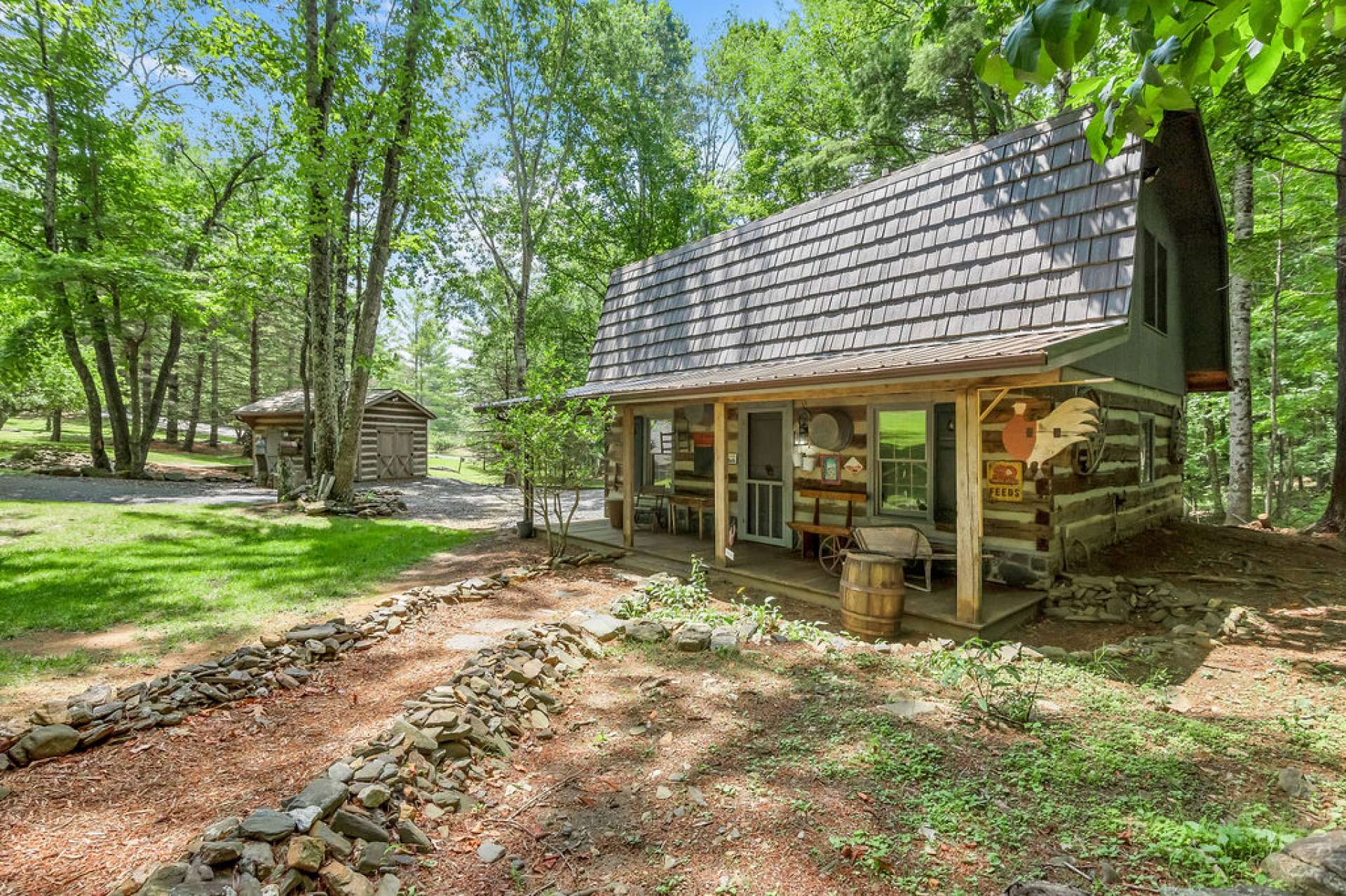 a charming barn with a sitting porch....