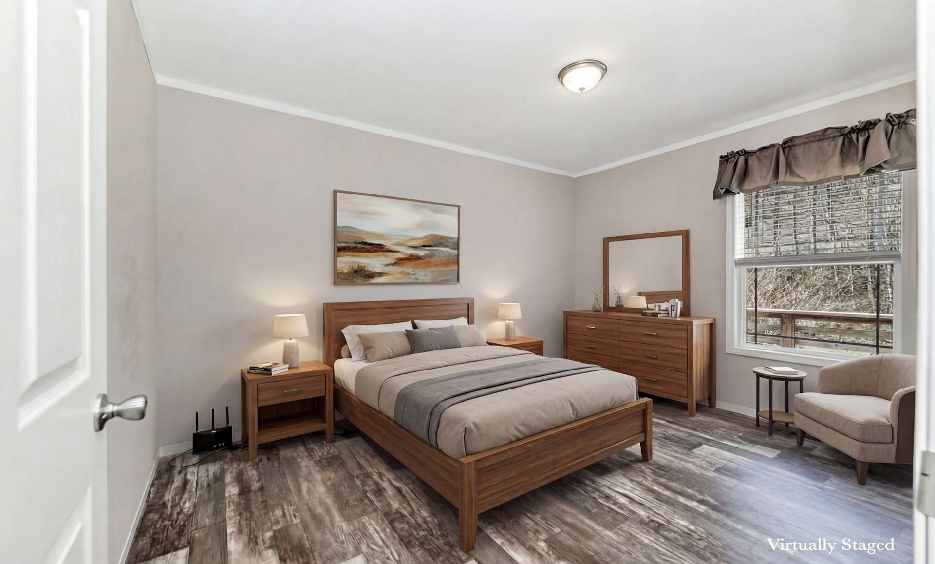 Virtually staged guest bedroom