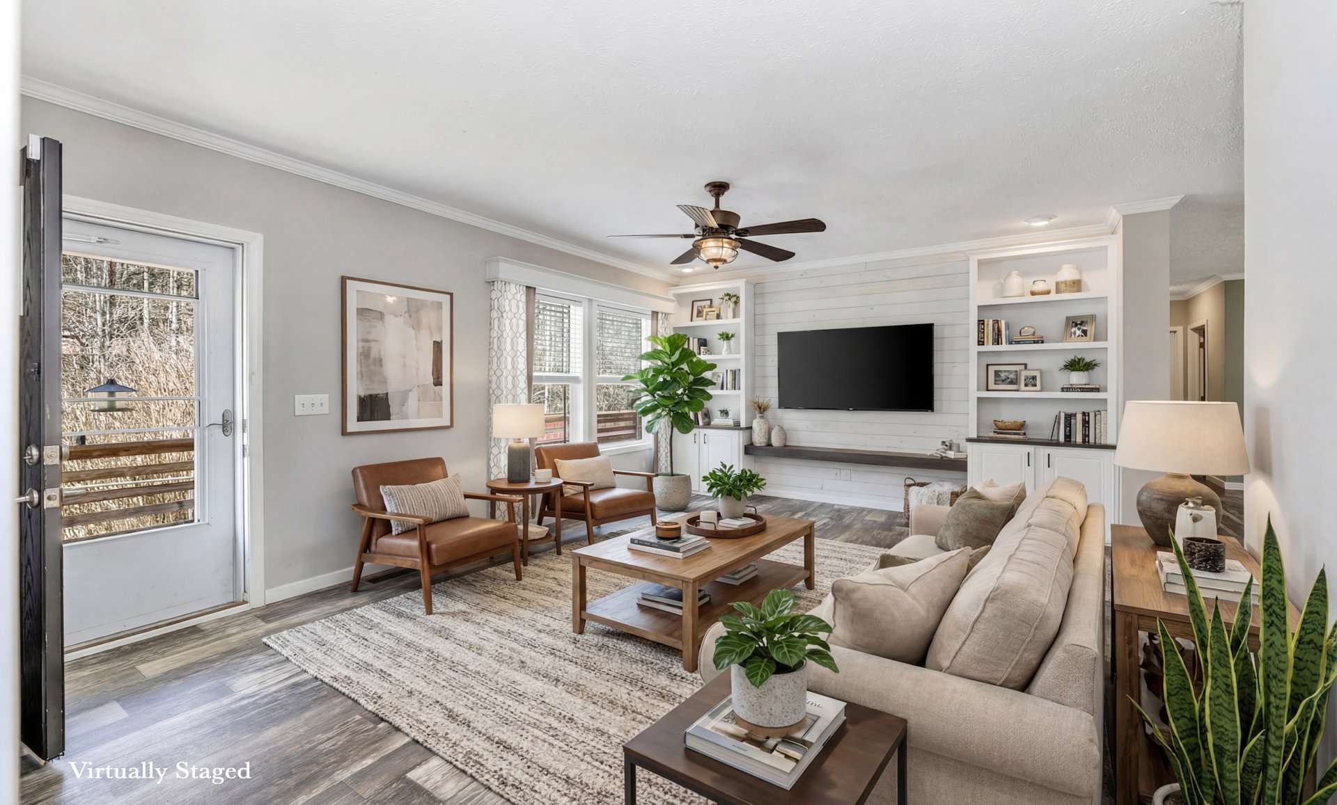 Virtually staged living area