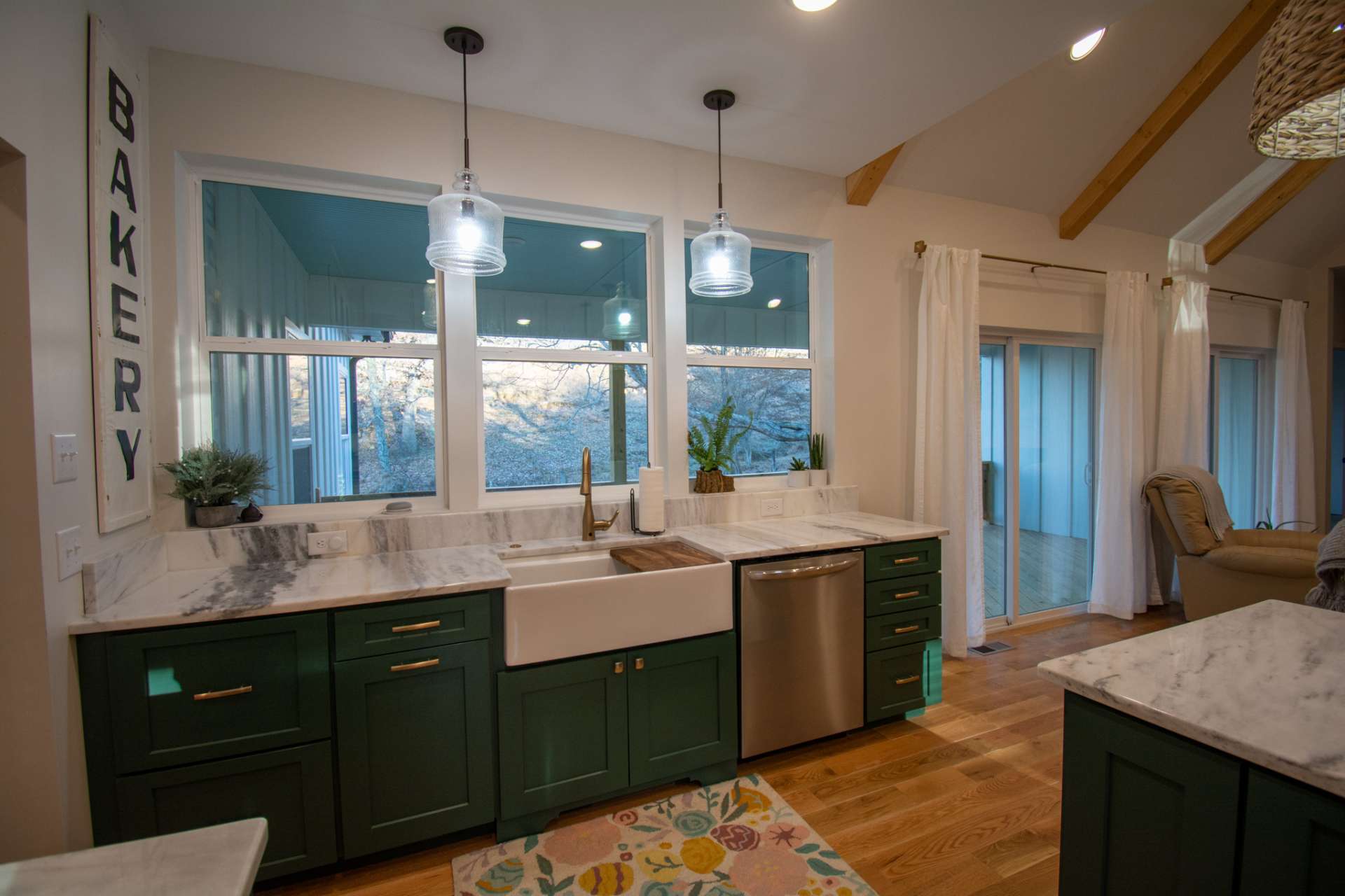 Country inspired kitchen with plenty of work and storage space.