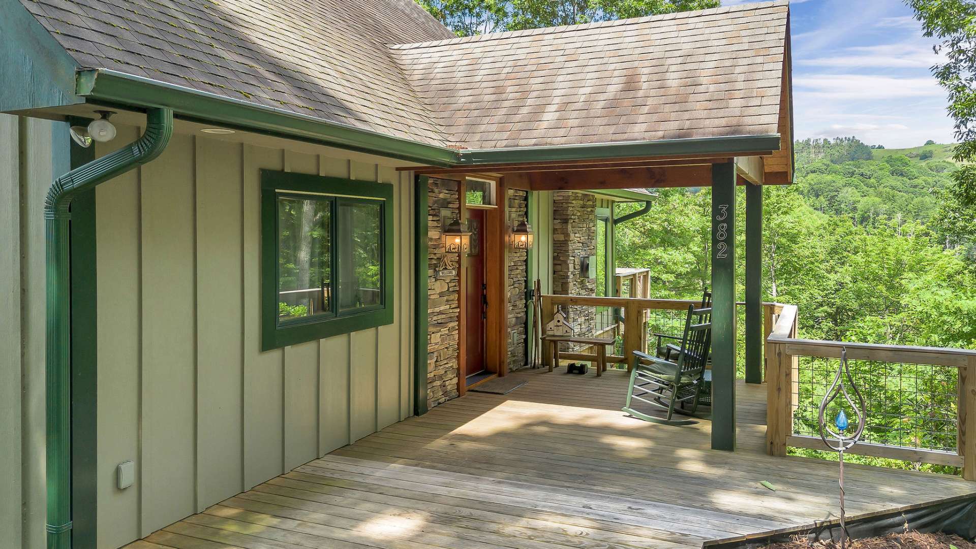 Covered front entrance.