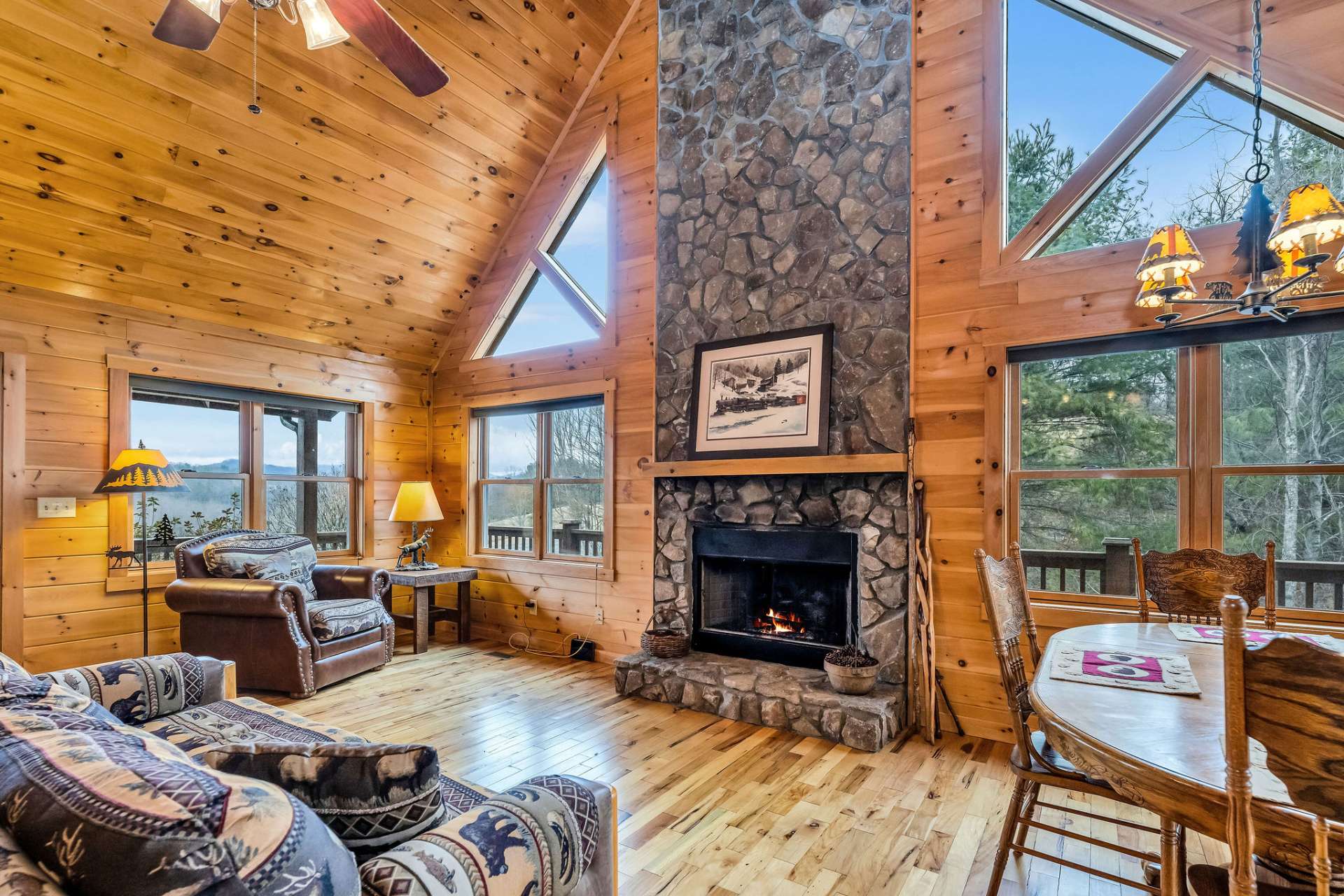 Plenty of windows for natural light and enjoying the outdoor scenery throughout all four seasons in the Blue Ridge Mountains.