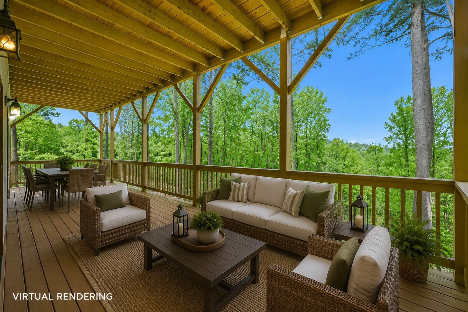 This virtually generated photo visualizes how relaxing the deck can be.