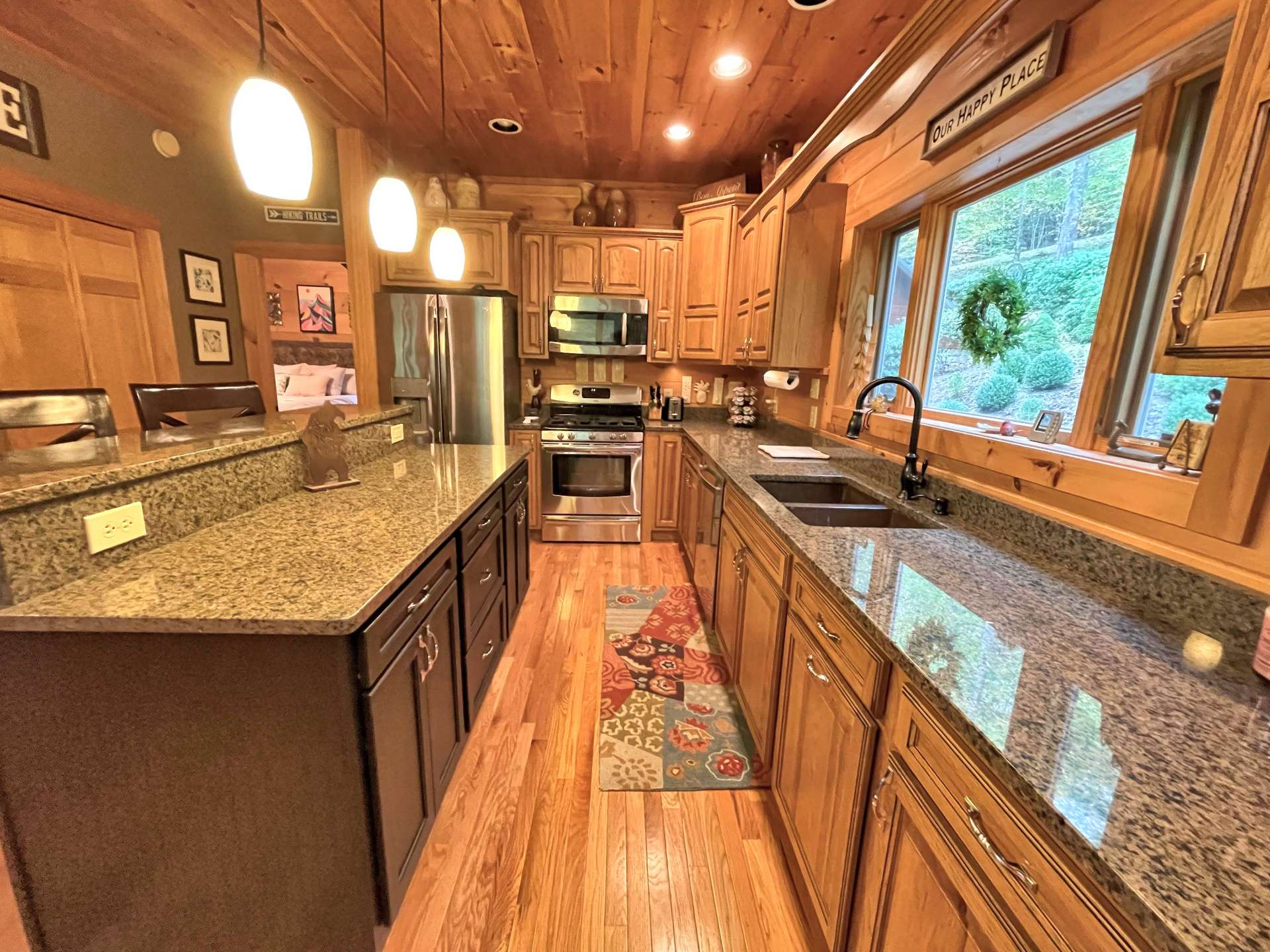 Gourmet kitchen with stainless steel appliances.